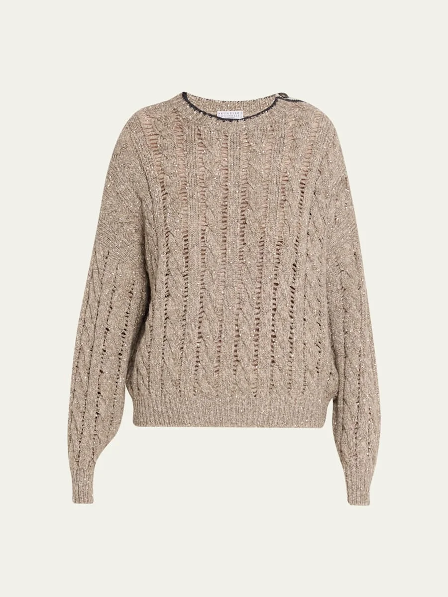 Sparkly Cable-Knit Sweater - 1
