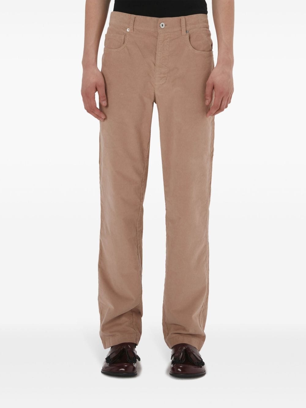straight leg mid-rise cotton trousers - 3