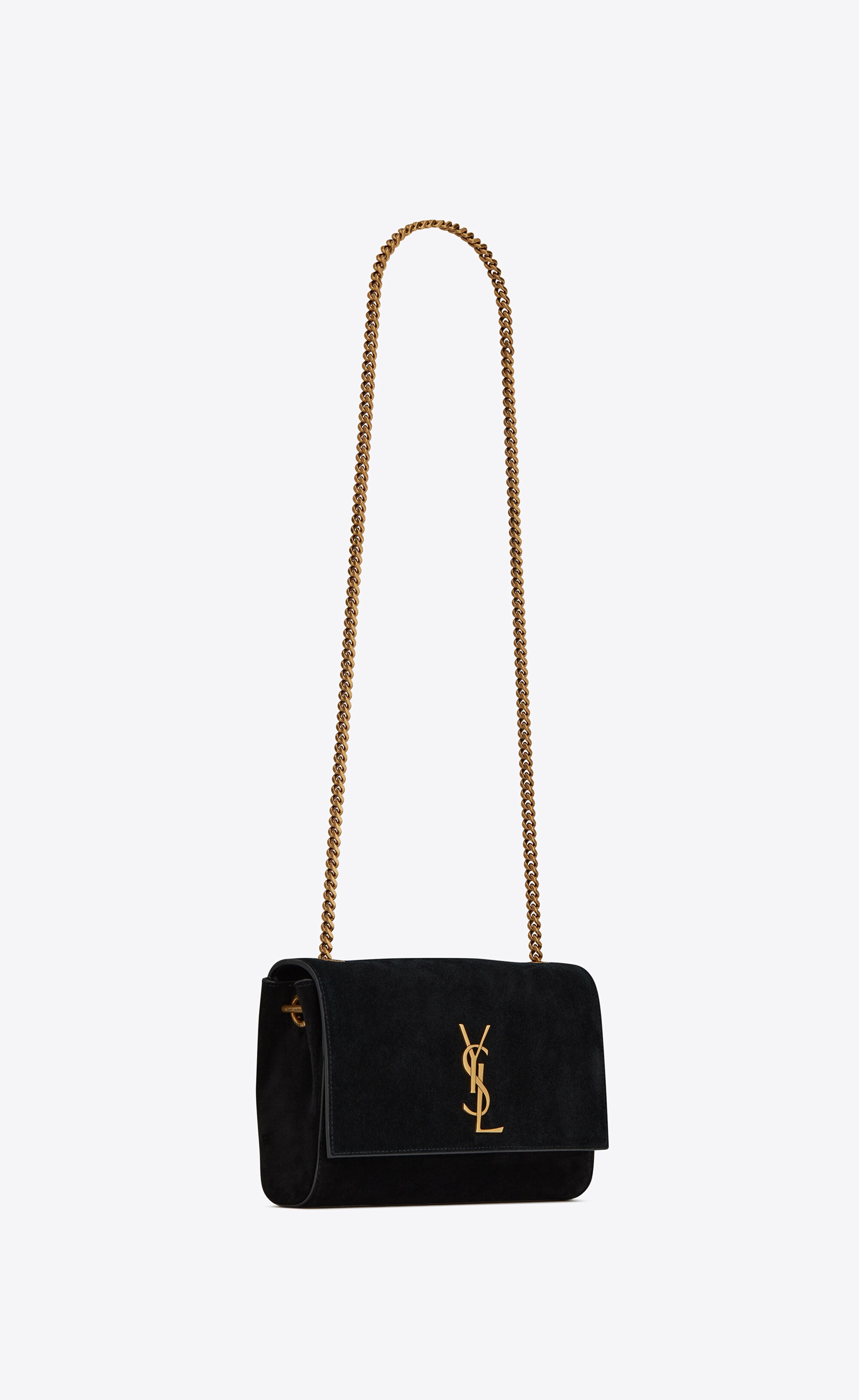 kate small supple/reversible chain bag in suede and leather - 7