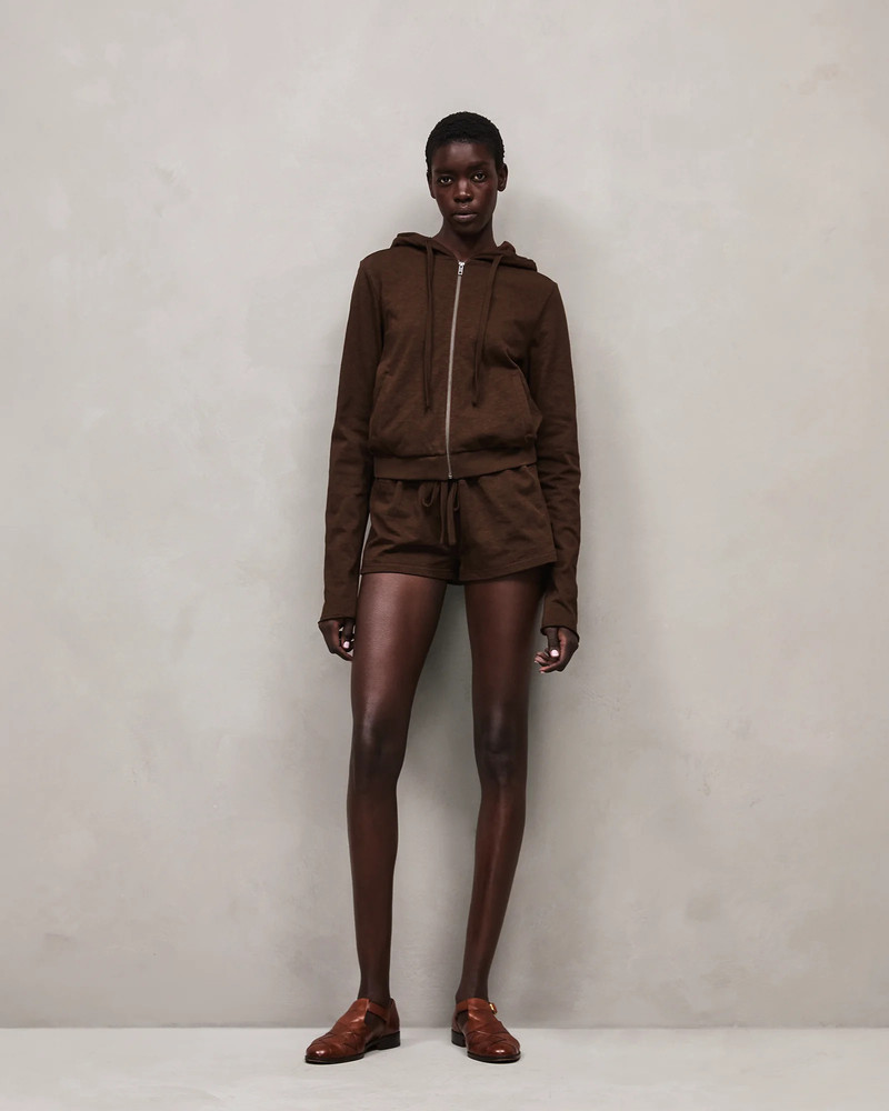 entire studios LIGHTWEIGHT CROPPED ZIP-UP BRUNETTE outlook