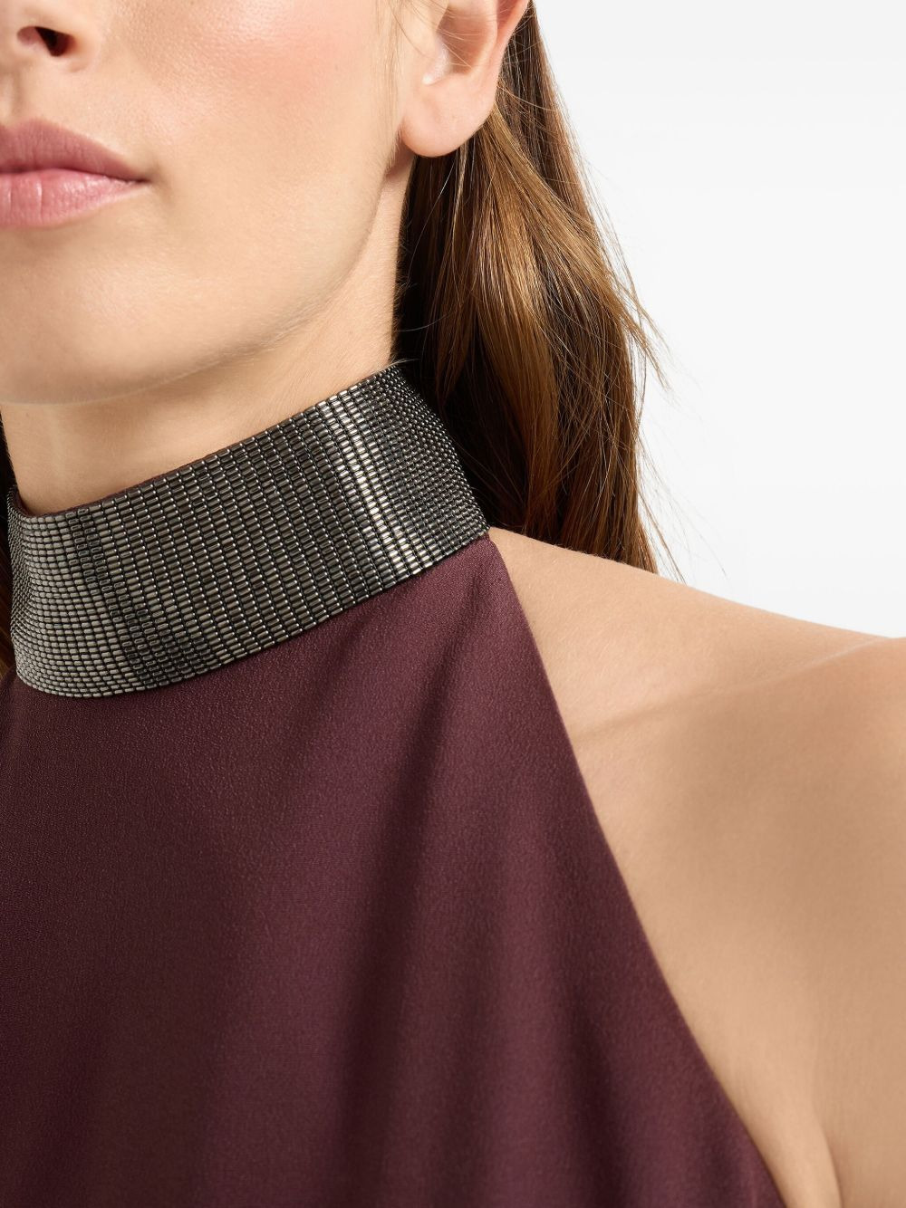 embellished halter neck dress - 5
