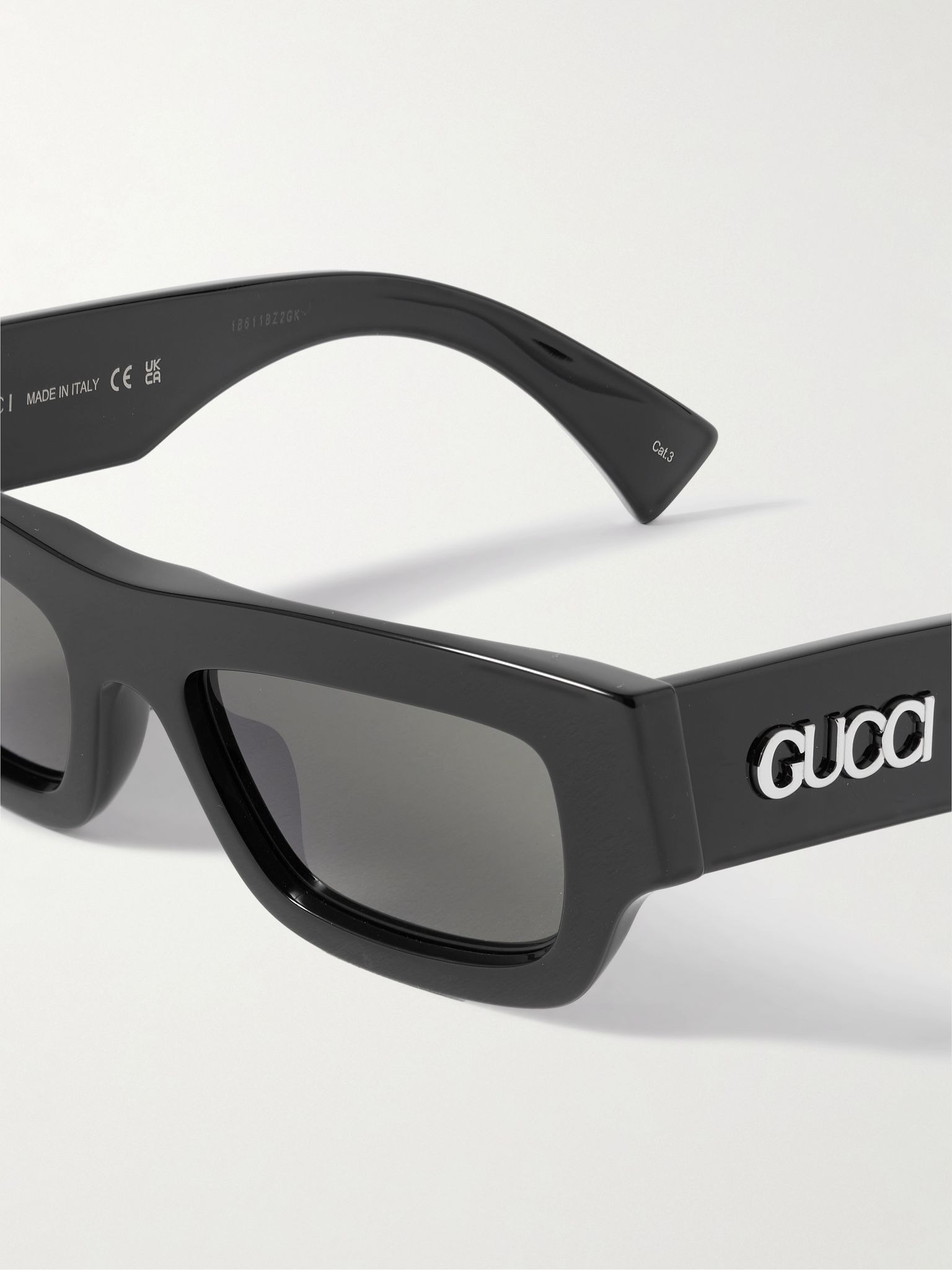 Rectangular-Frame Acetate Sunglasses Black - 3