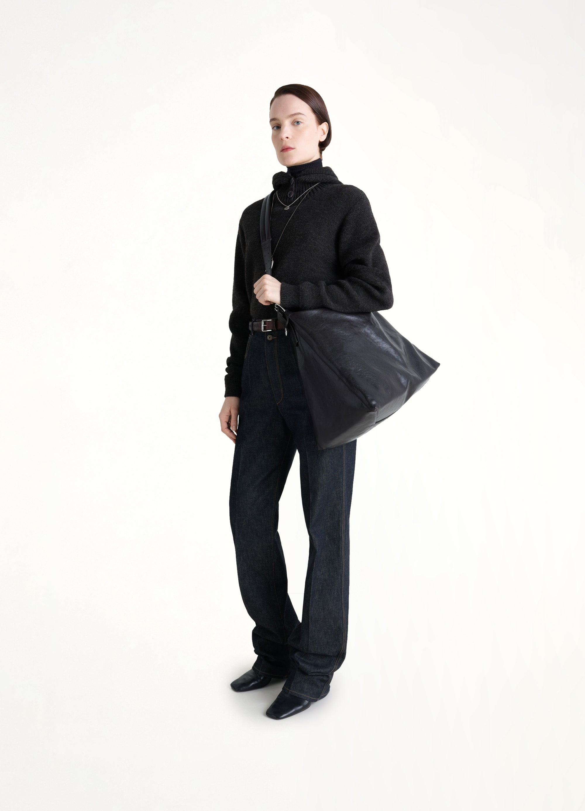 Belted Hobo Bag in Dark Chocolate - 4