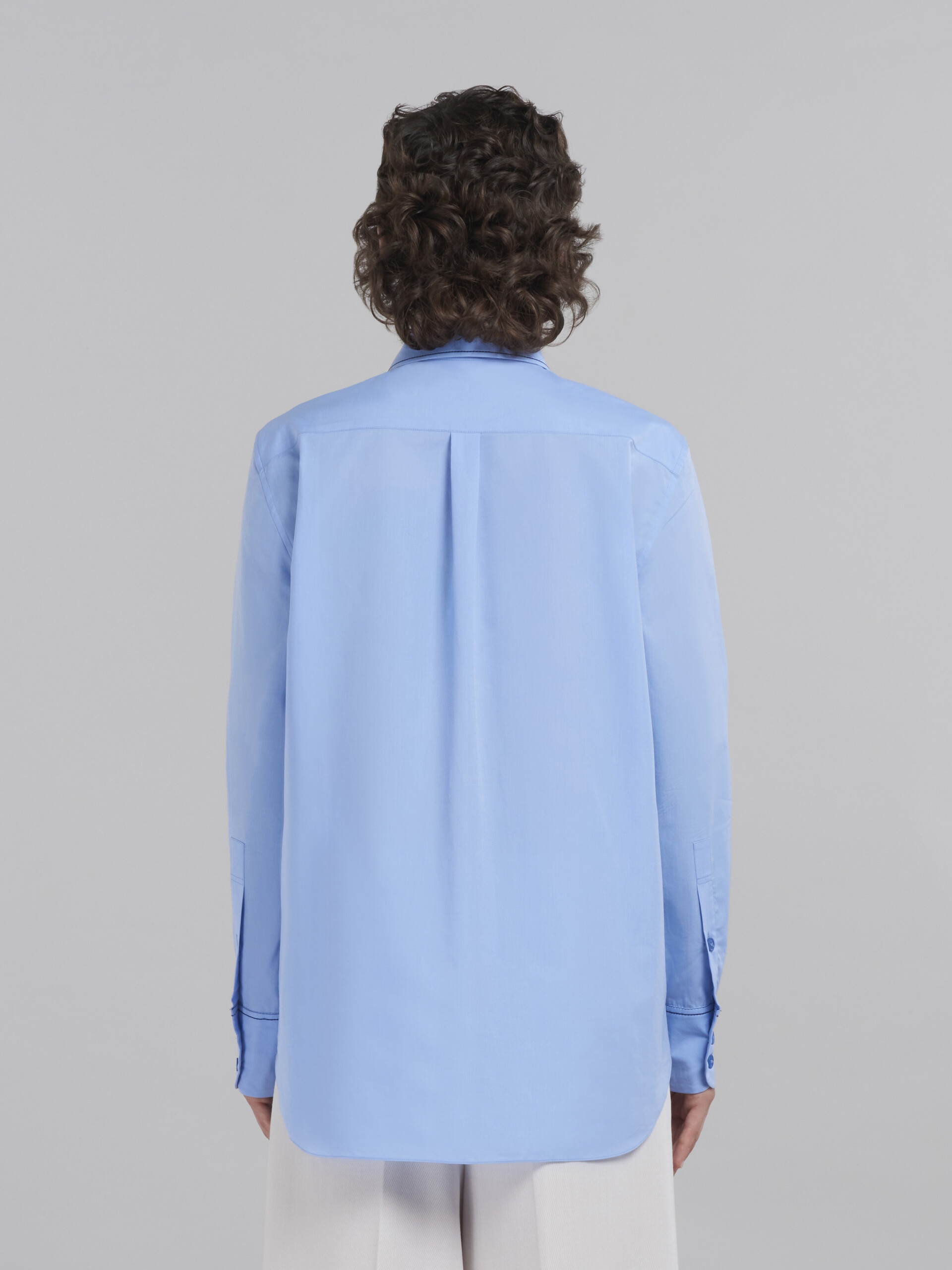 LIGHT BLUE BIO COTTON SHIRT WITH EMBROIDERED LOGO - 3
