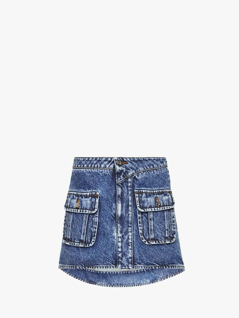 CURVED PATCH POCKET MINI SKIRT - 1