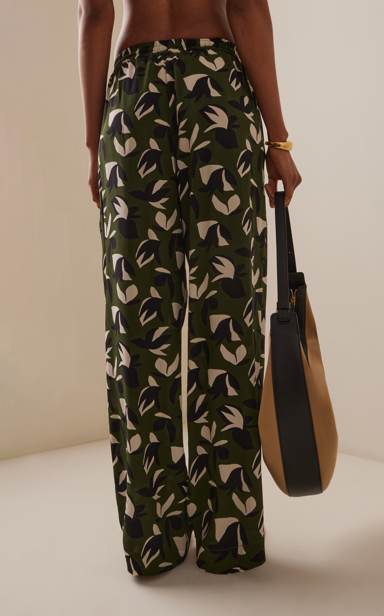 Drawstring Silk Straight-Leg Pants multi - 4