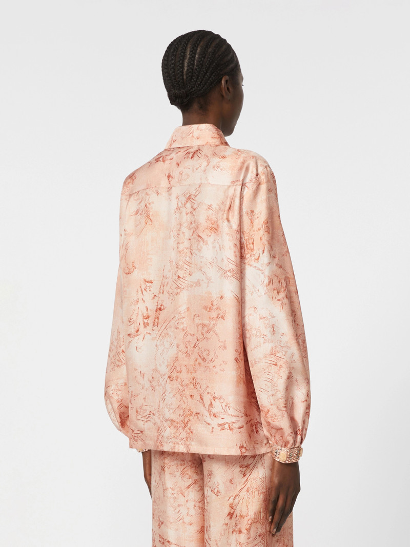 CRESPO Printed silk shirt - PINK 4