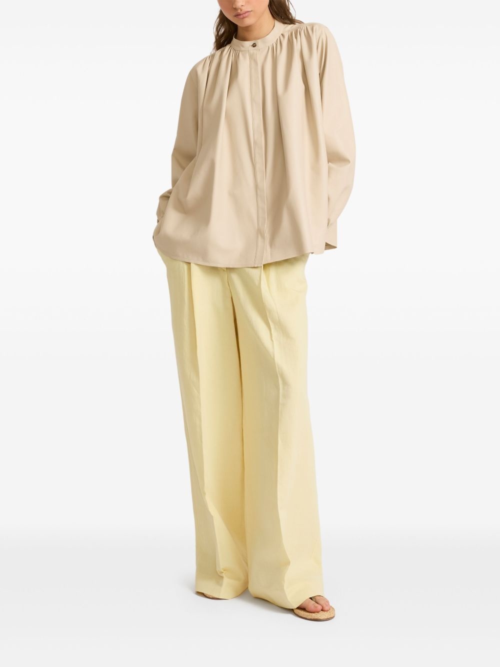 pleated leather shirt - 2