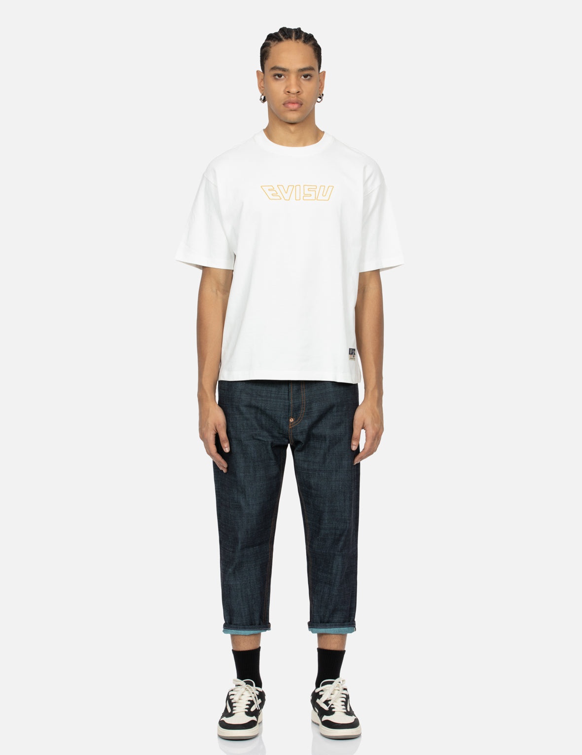 Koi Embroidery and Brushstroke Daicock Print Cropped Jeans #2027 - 6