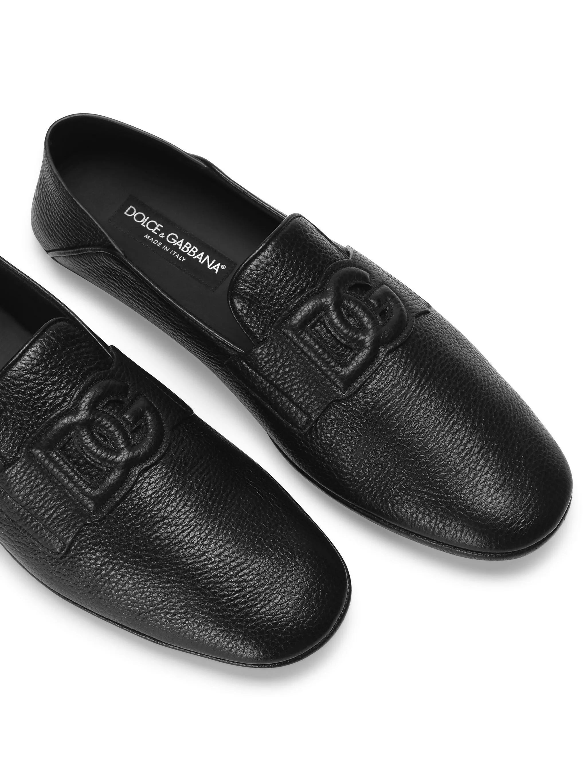 logo-appliqué leather loafers - 5