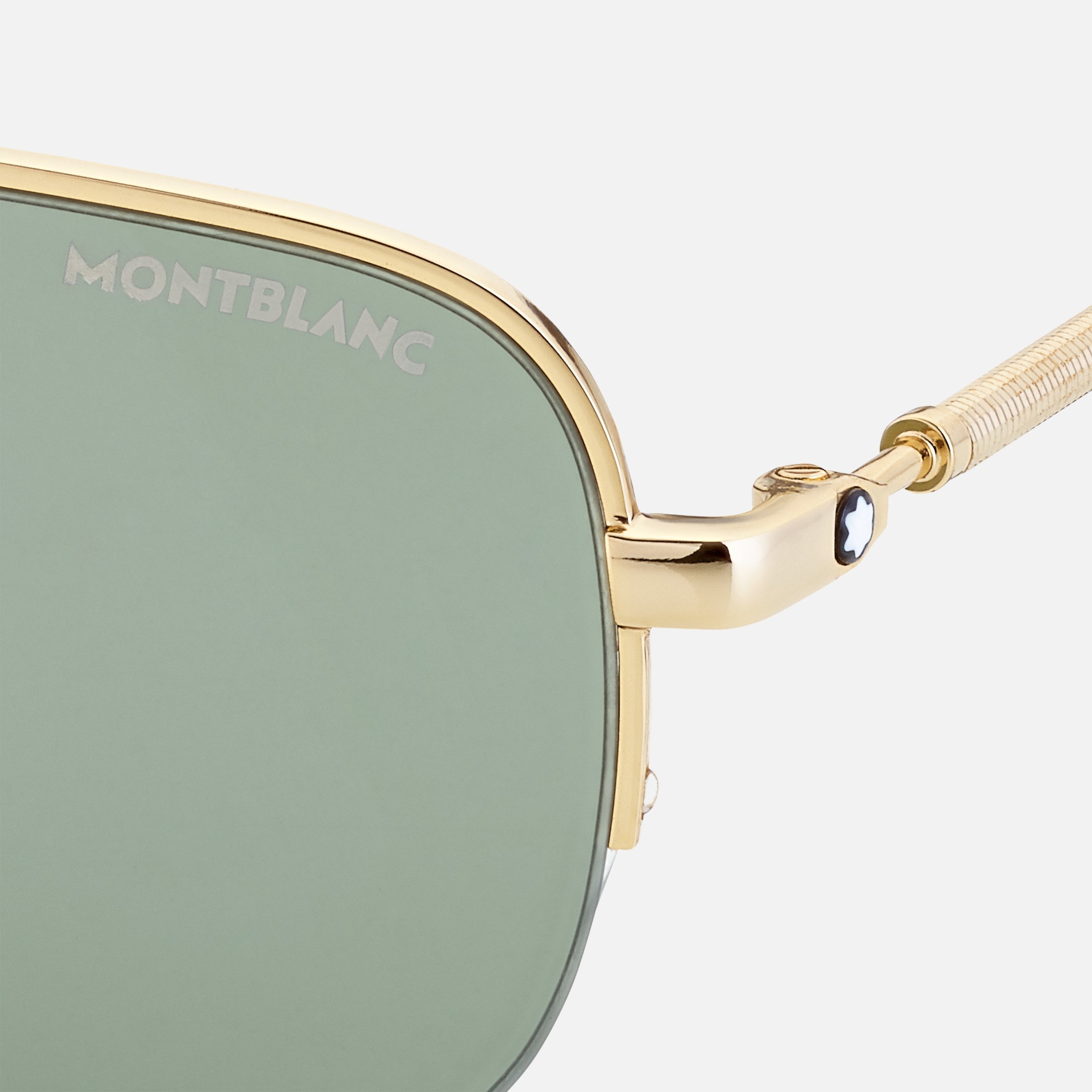 Rectangular Gold-Colored Metal Frame Sunglasses - 2