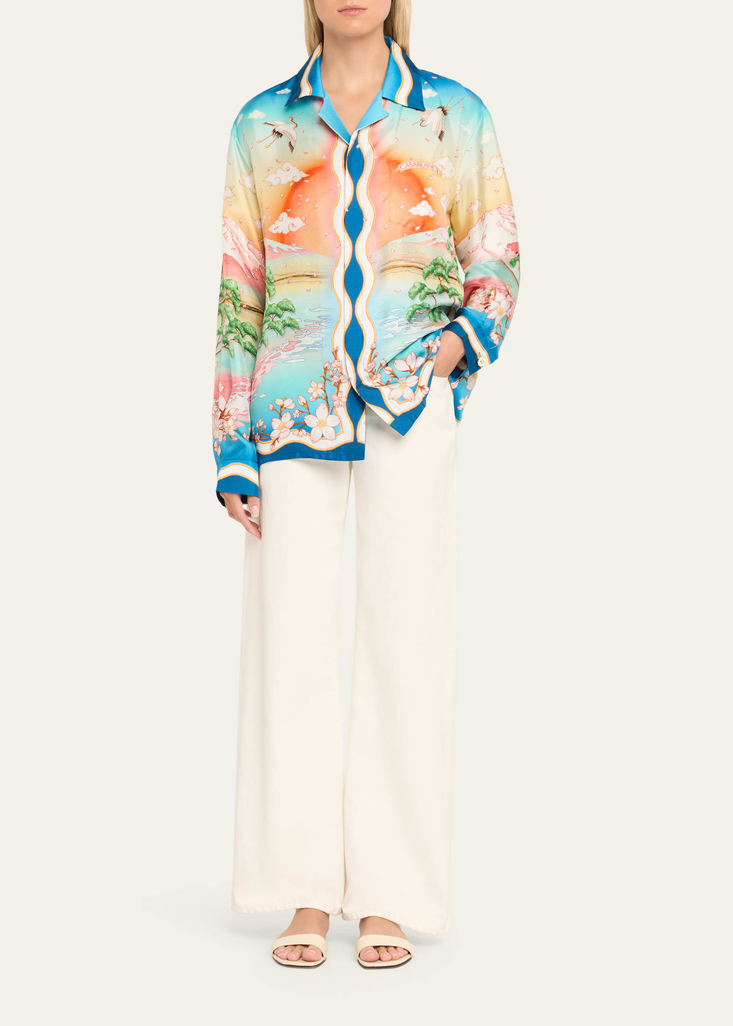 Printed Silk Long-Sleeve Camp Shirt - 2