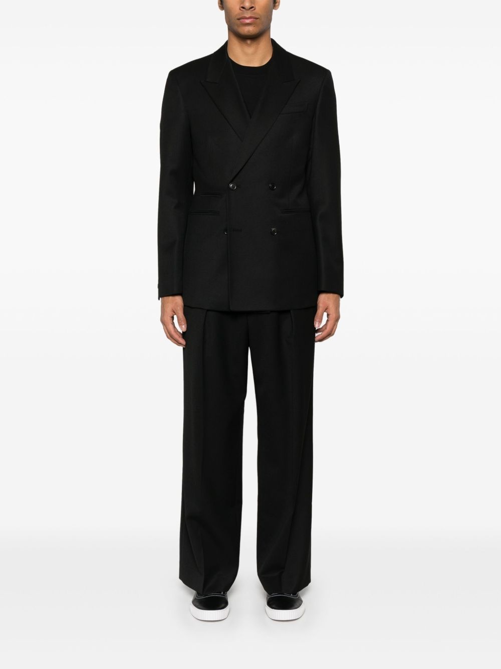 double-breasted twill blazer - 2