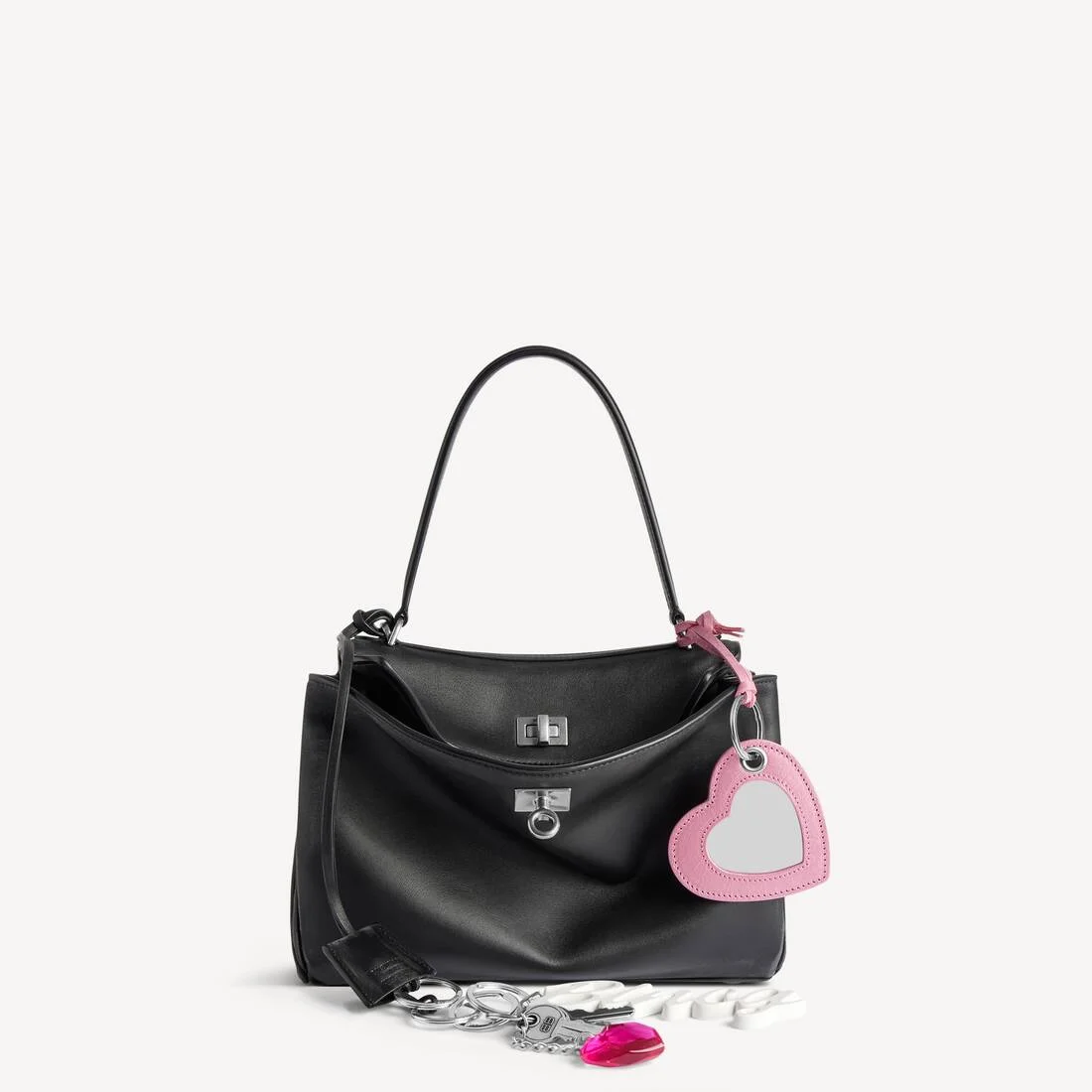 Women's Rodeo Small Handbag Used Effect With One Charm in Black - 1