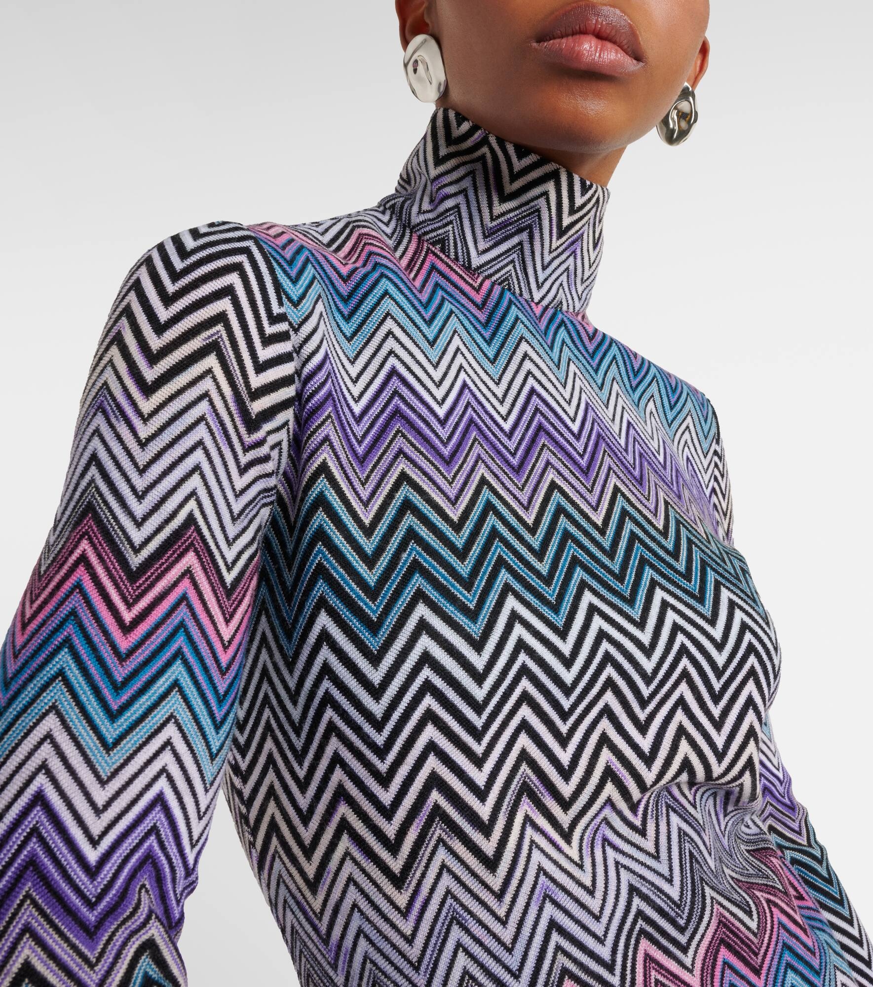 Zig Zag turtleneck dress - 4