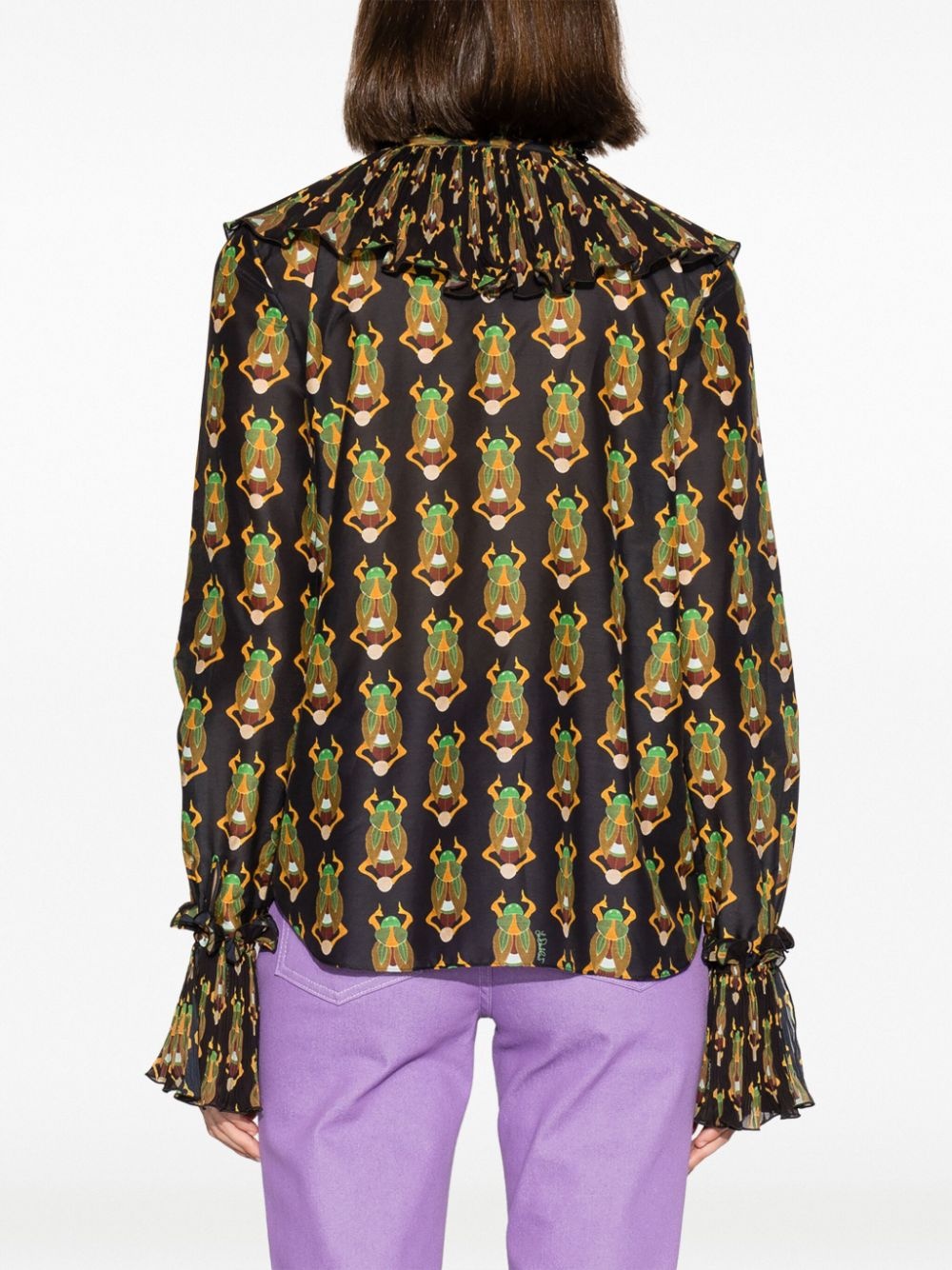 Nefertiti scarab-print habotai blouse - 4