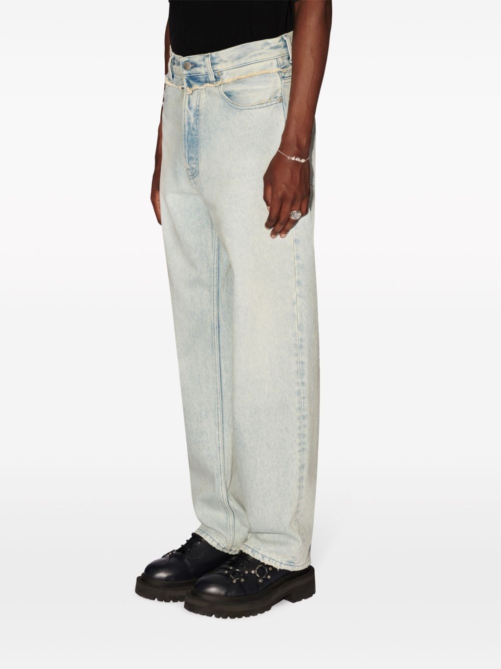 frayed straight-leg jeans - 5