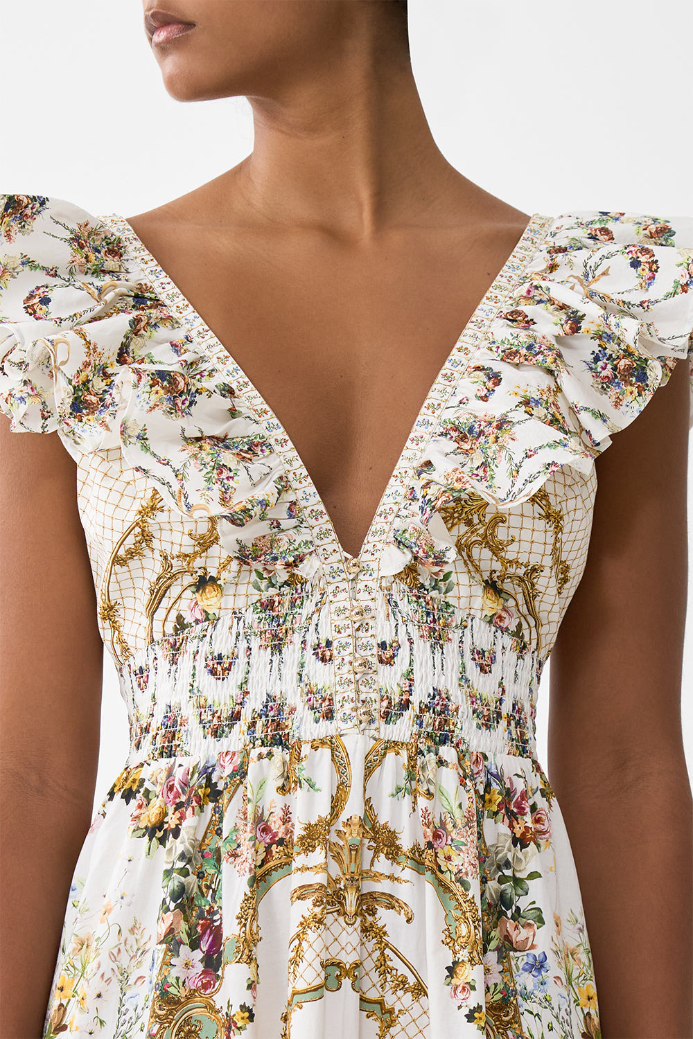 TIERED DRESS WITH NECK FRILL - 6