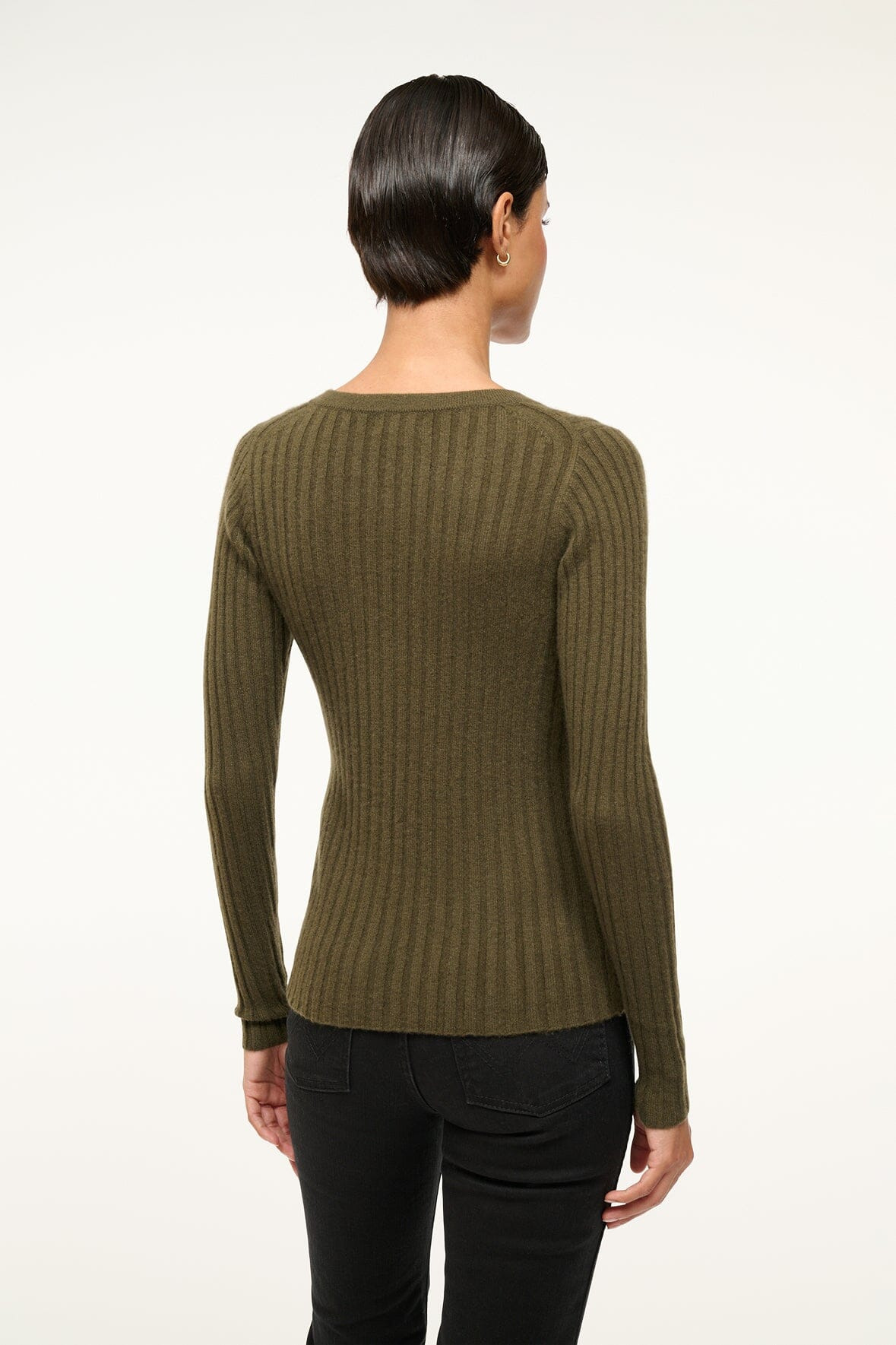 STAUD CARGO CASHMERE SWEATER DARK OLIVE - 4