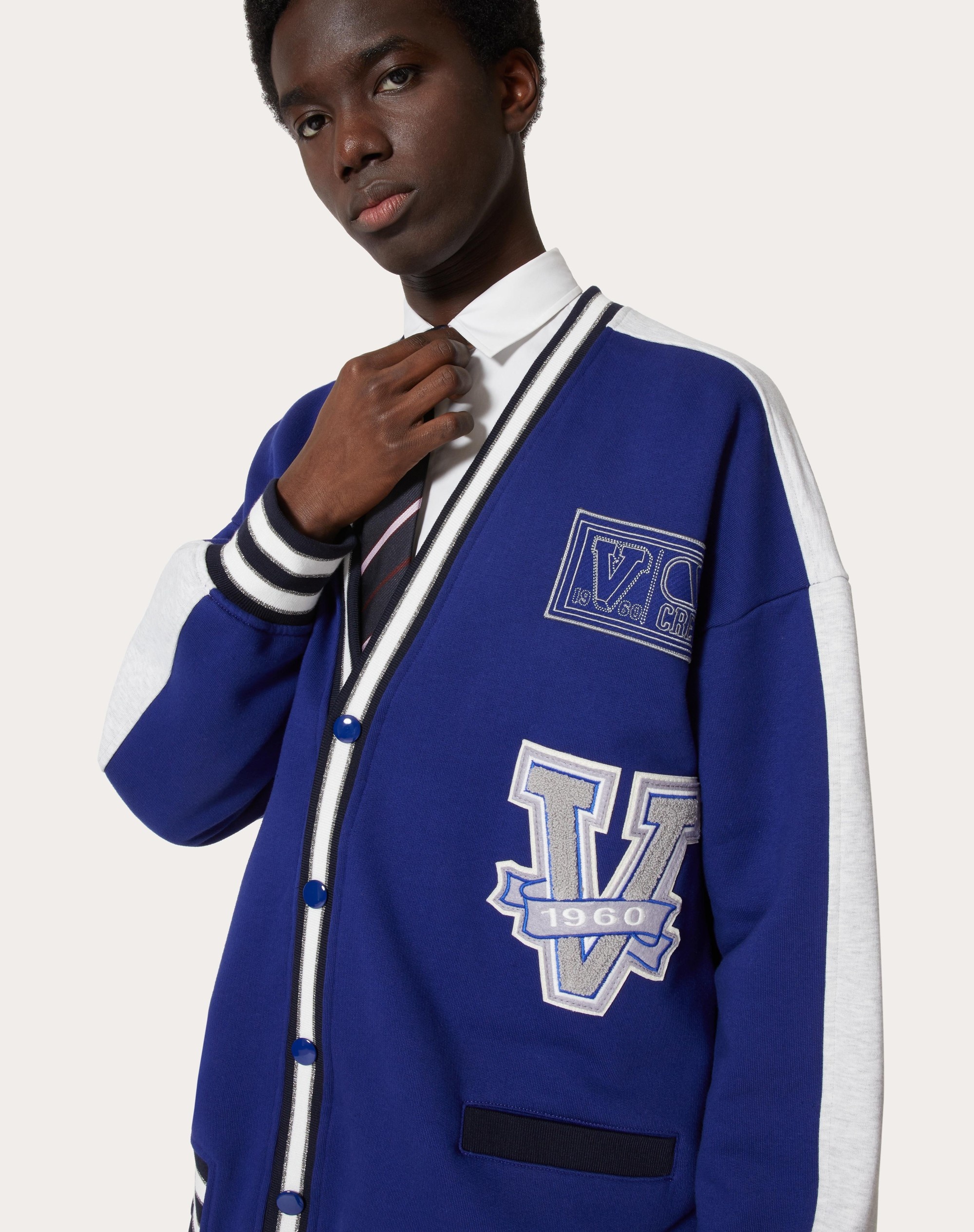 COTTON CARDIGAN WITH VALENTINO AND V CREW PATCHES - 5