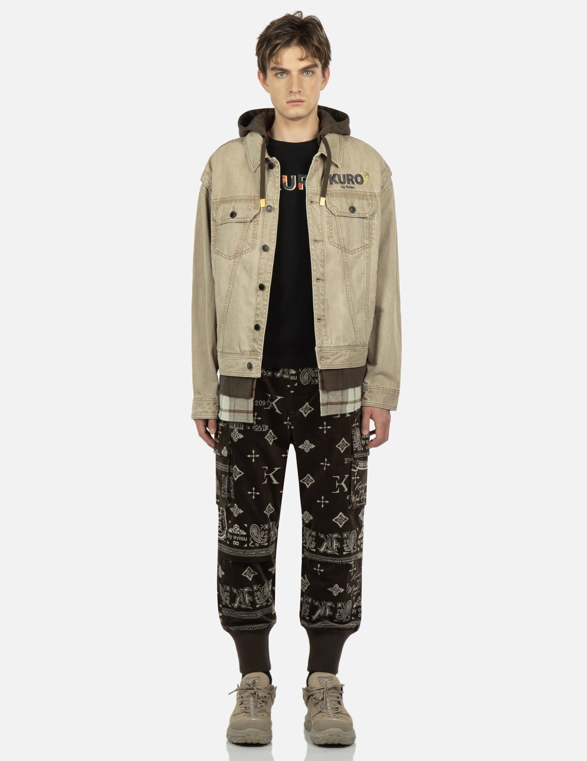 Monogram Paisley and Logo Print Velvet Joggers - 5