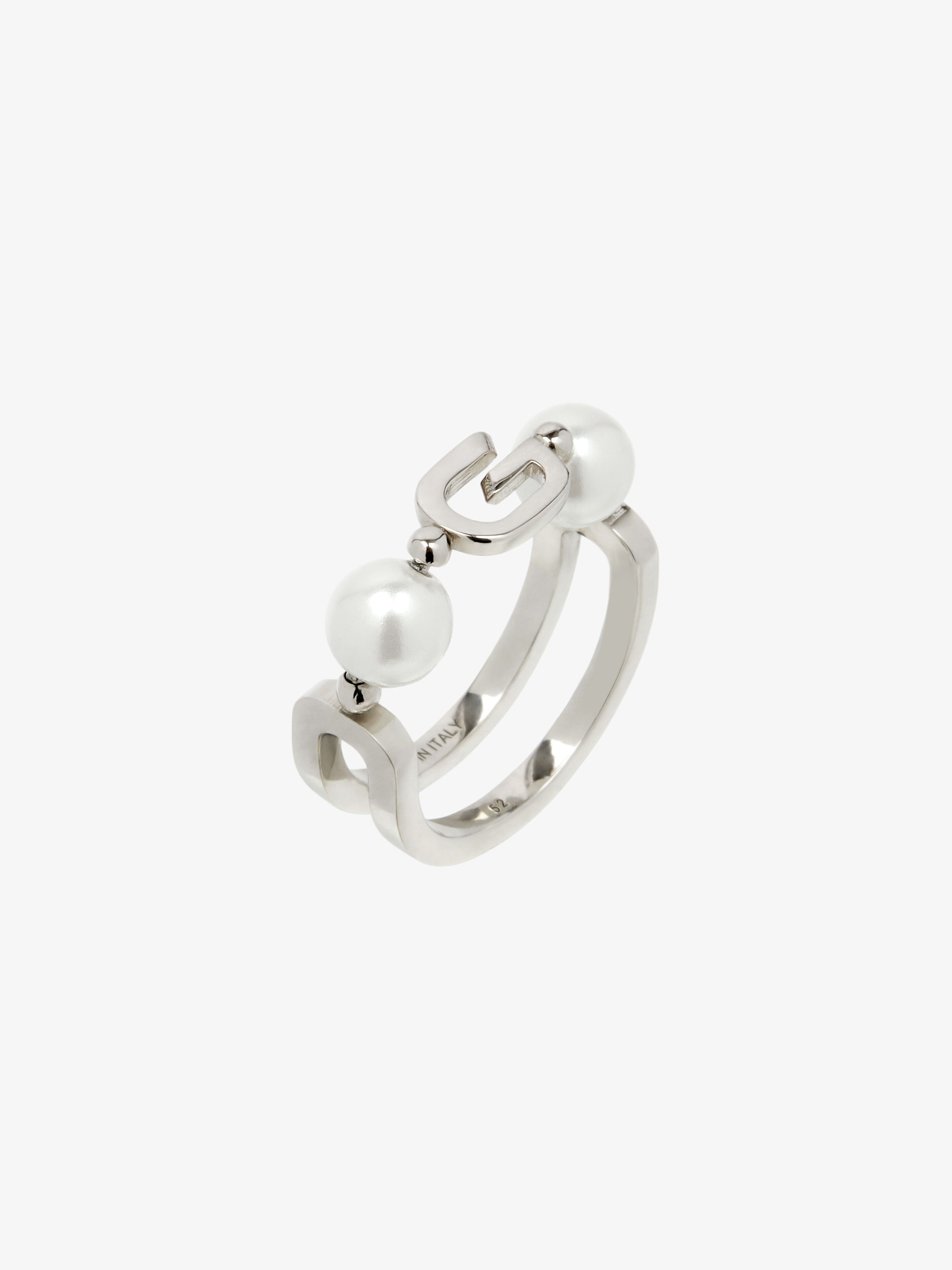 G LINK RING IN METAL WITH PEARLS - 4