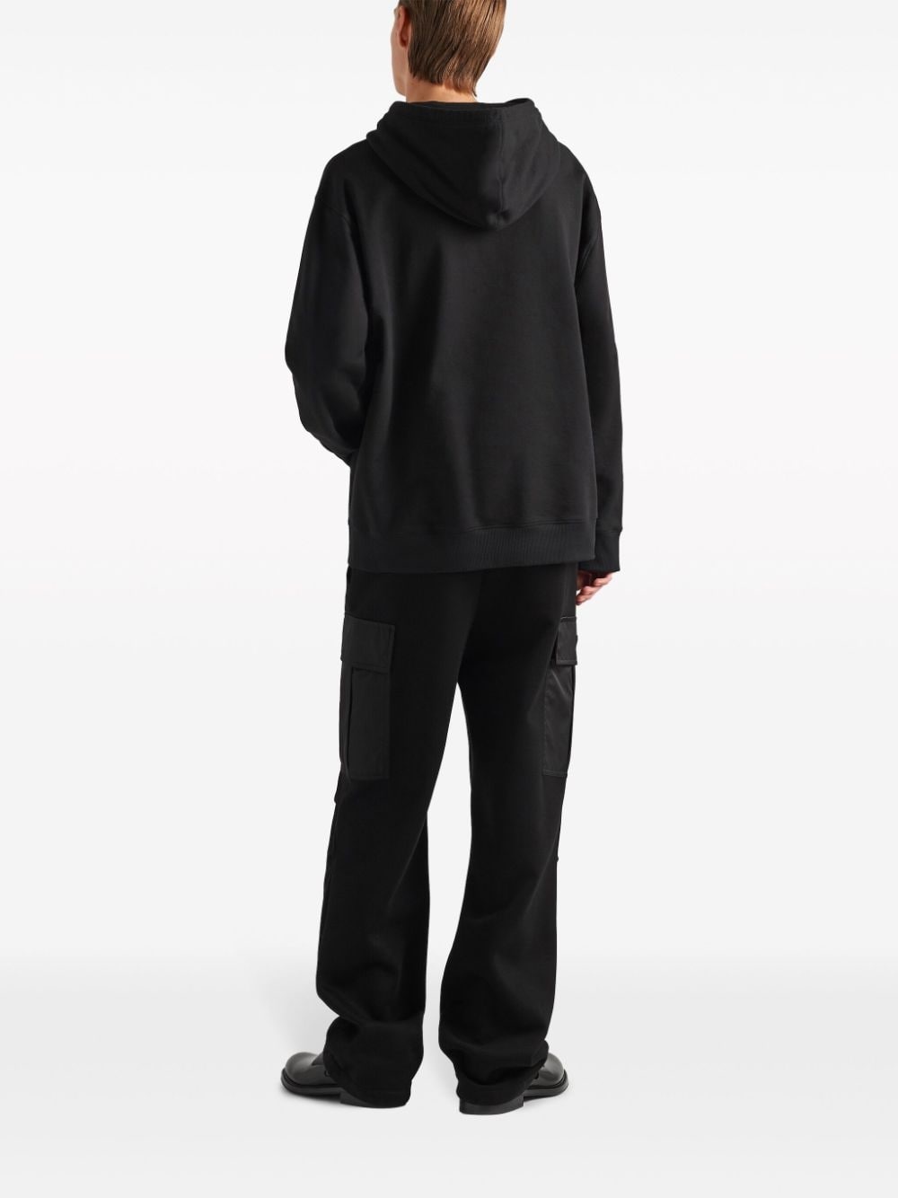 enamel triangle-logo cotton hoodie - 3