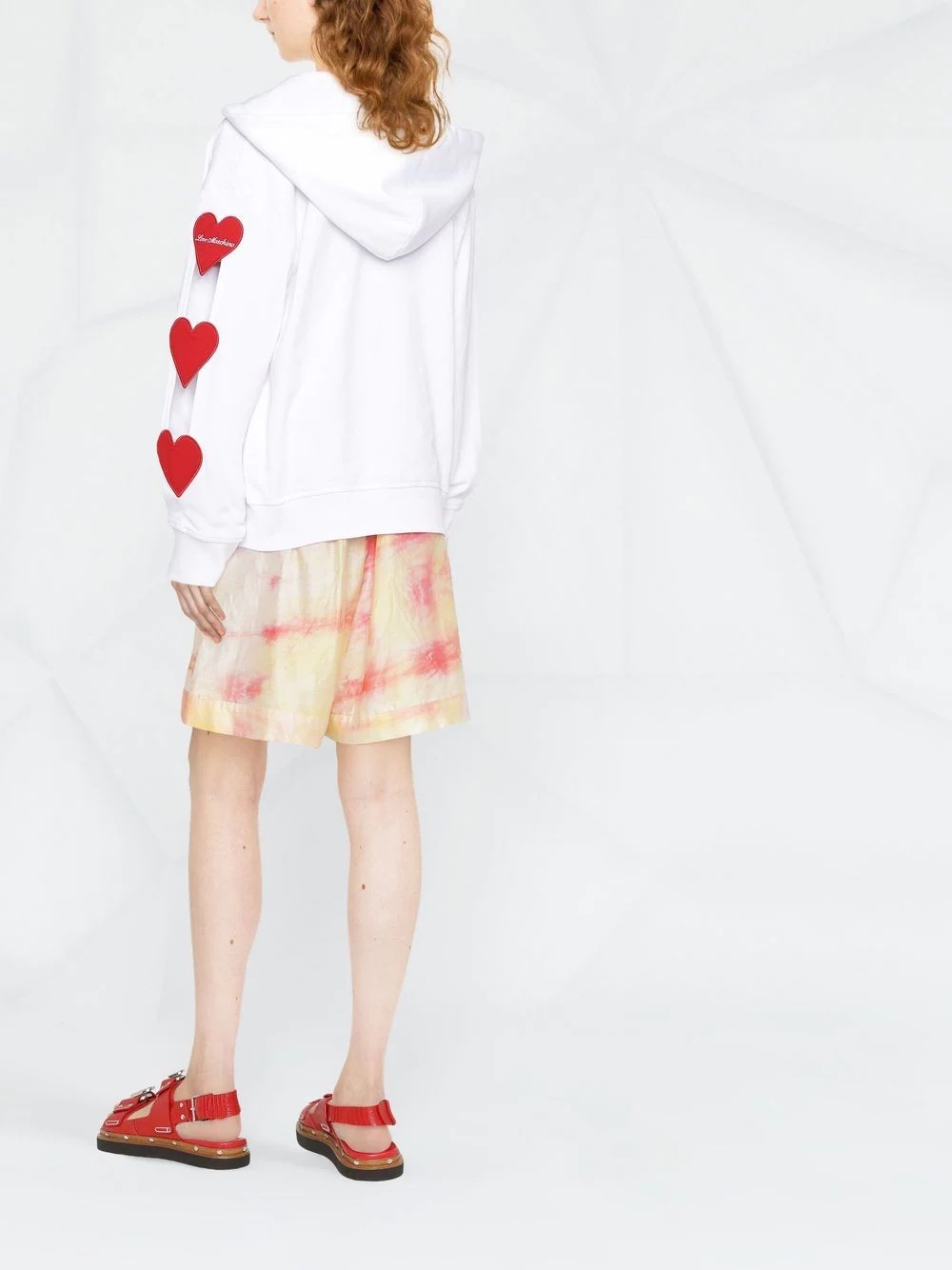 heart-patch cut-out zipped hoodie - 4