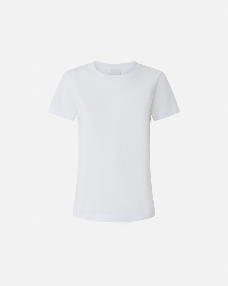 HALF-SLEEVED T-SHIRT WITH PINKO LOGO EMBROIDERY - 1