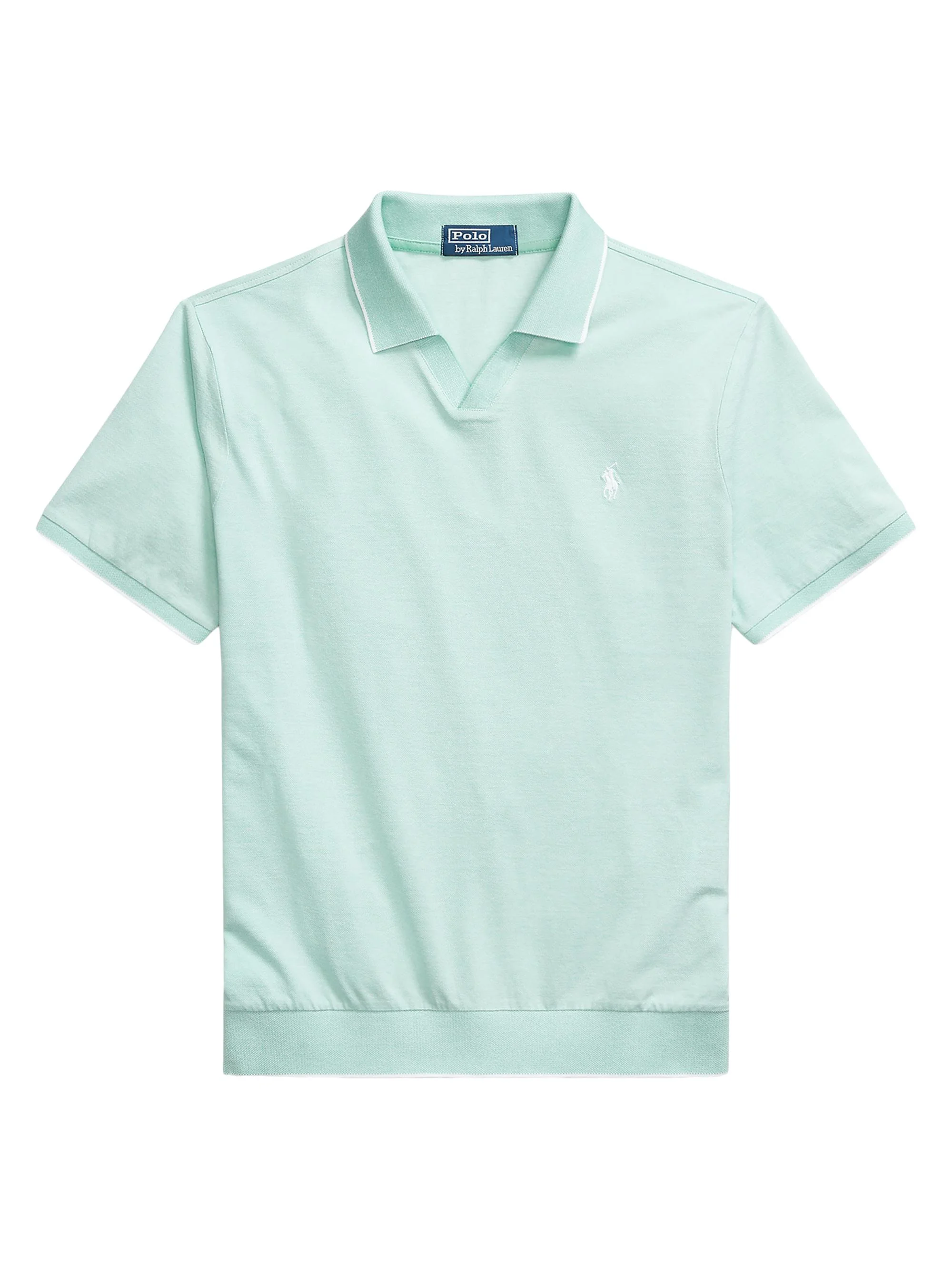 Men's Jacquard Mesh Cotton Polo Shirt - Celadon White - 1