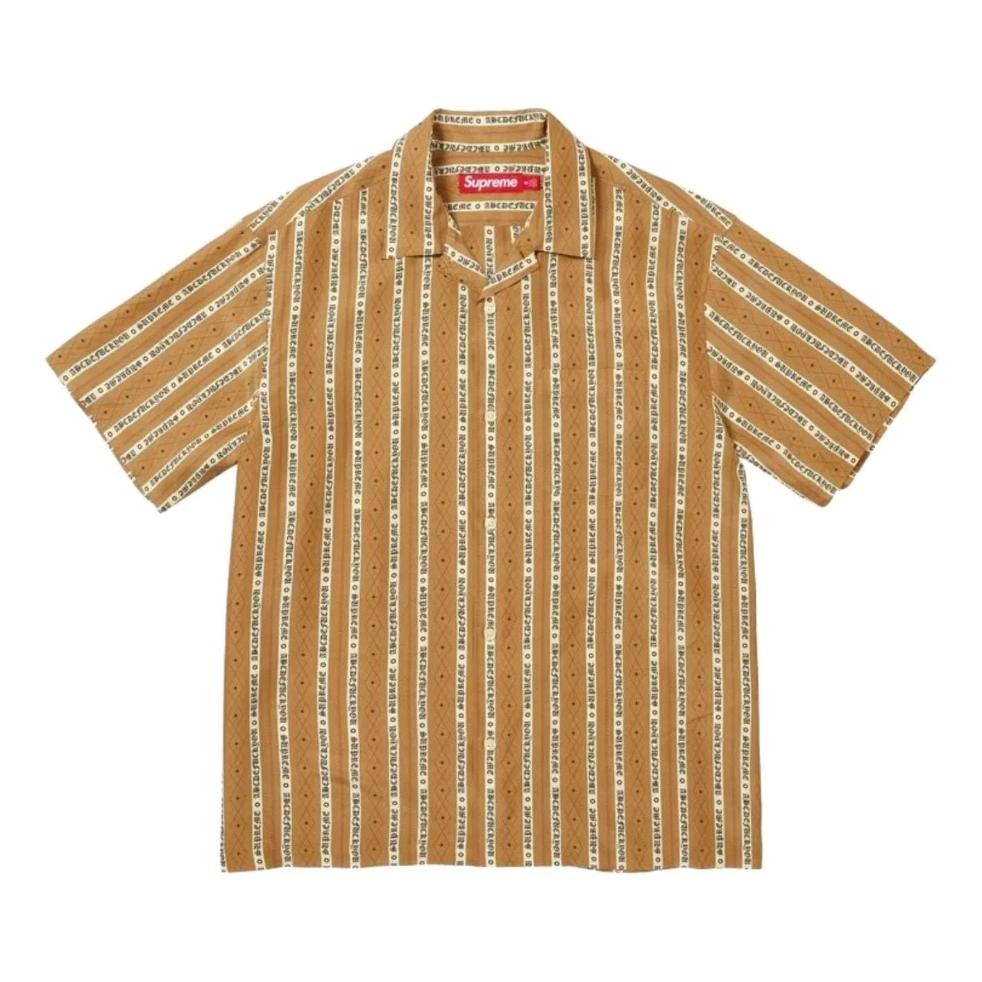 Supreme SS26 Old English Stripe Silk S/S Shirt 'Yellow' SUP-SS26-299-YLW - 1