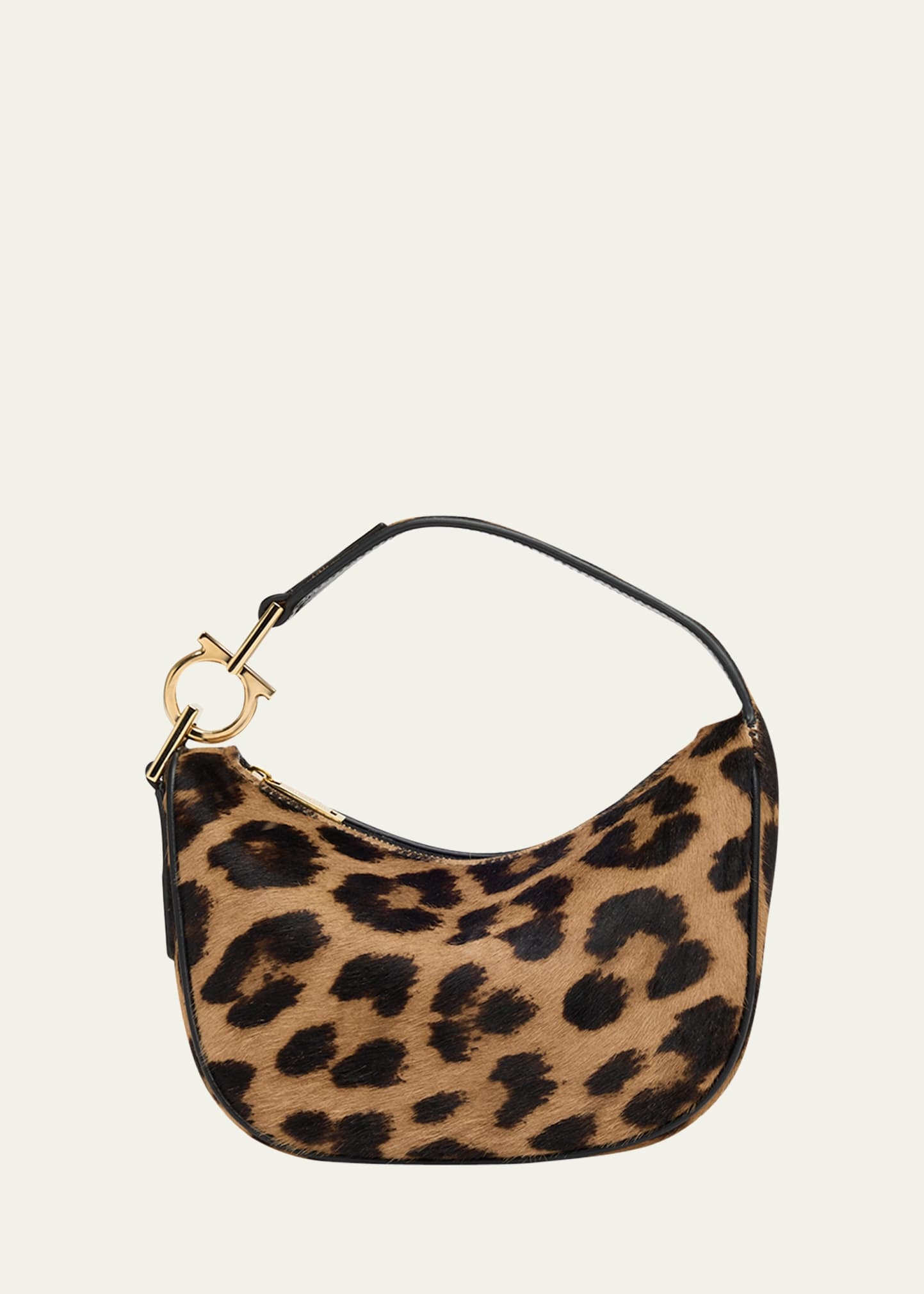 Smile Leopard Calf Hair Top-Handle Bag - 1