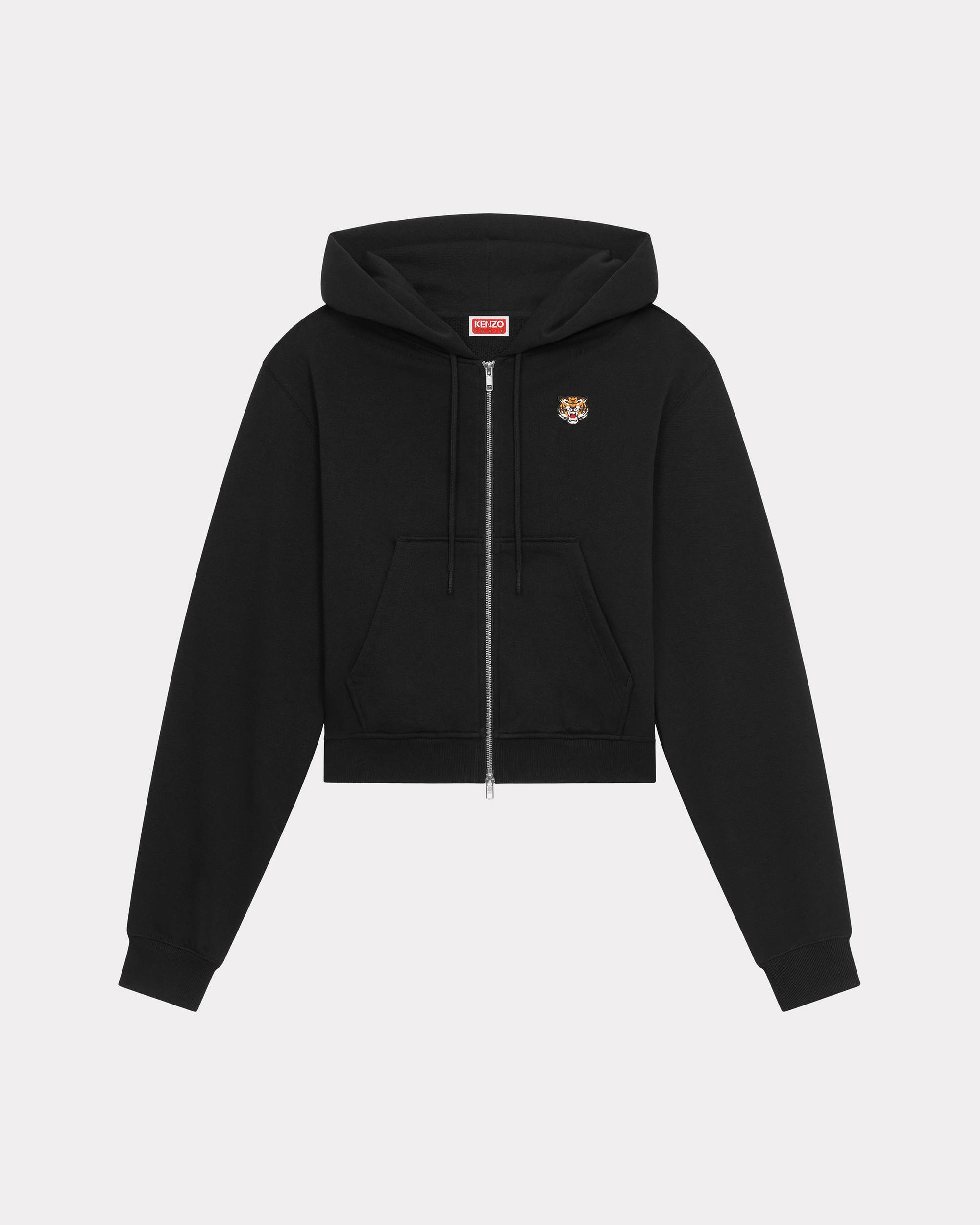 'Lucky Tiger Crest' embroidered zip-up hoodie - 1
