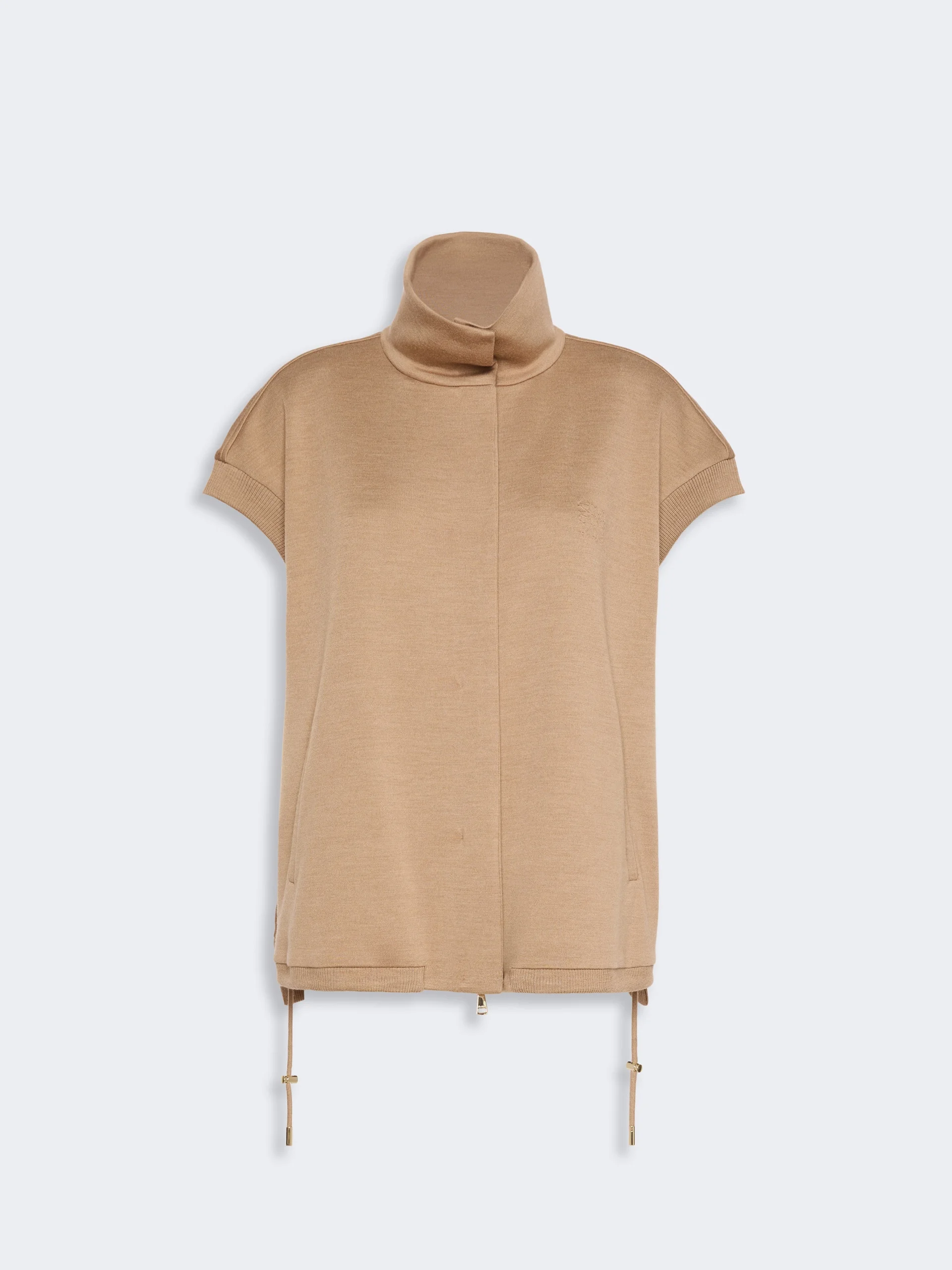 COLLANA Oversized sleeveless wool jersey jacket - CAMEL - 1