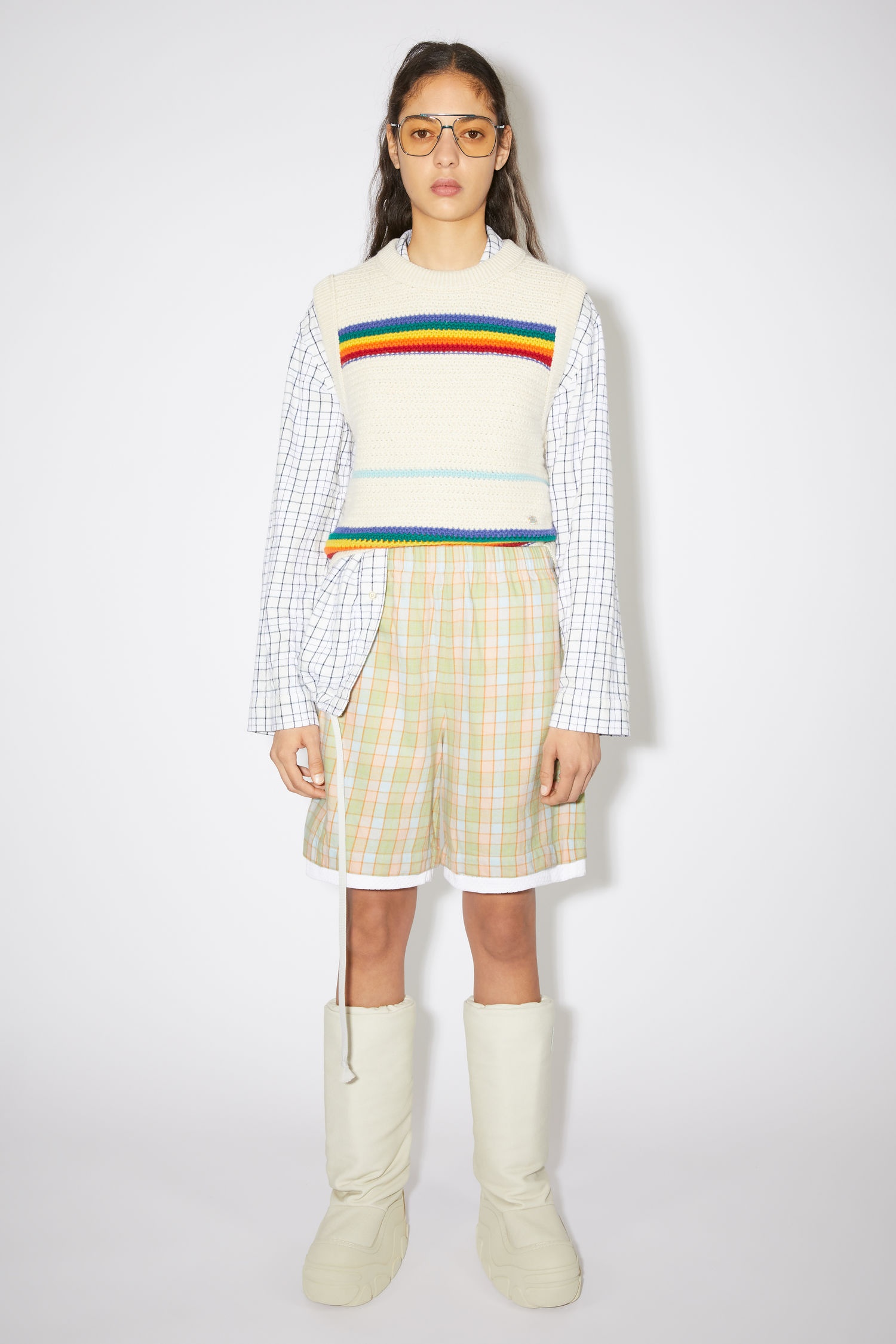 Flannel shorts - Orange/beige - 2