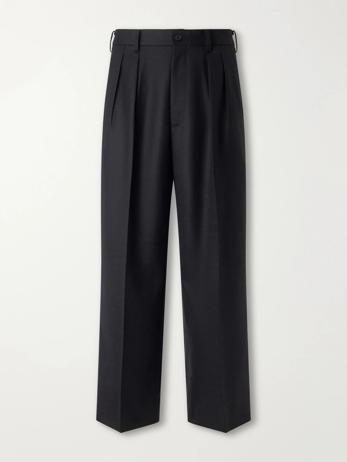 Wide-Leg Pleated Wool Trousers - 1