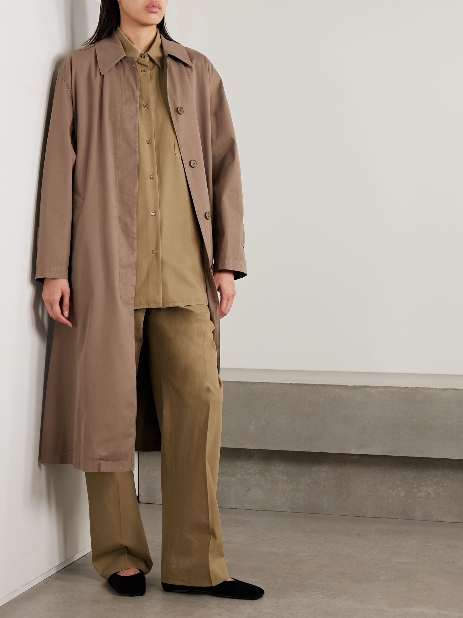 Tansy oversized cotton and cashmere-blend twill shirt Beige - 2