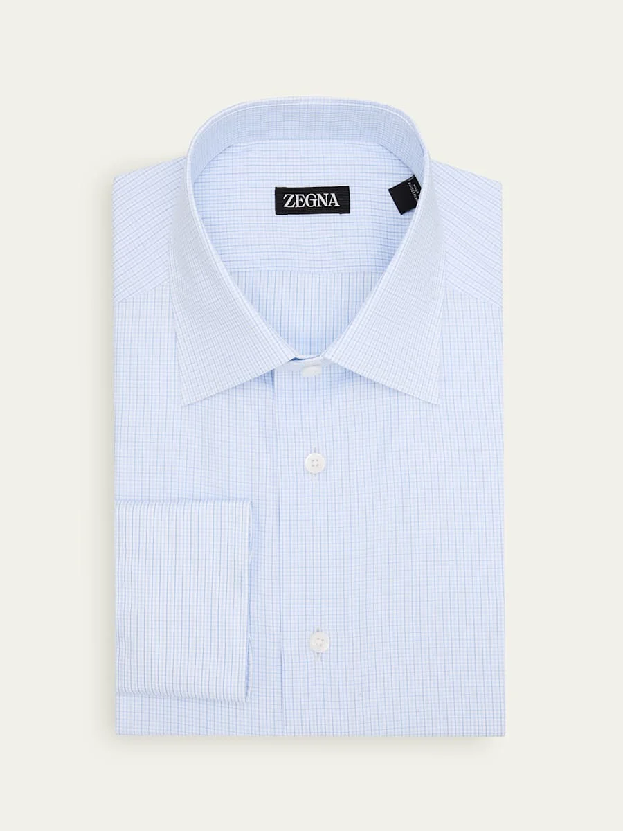 Men's Pure Cotton Grid Check Dress Shirt - 1