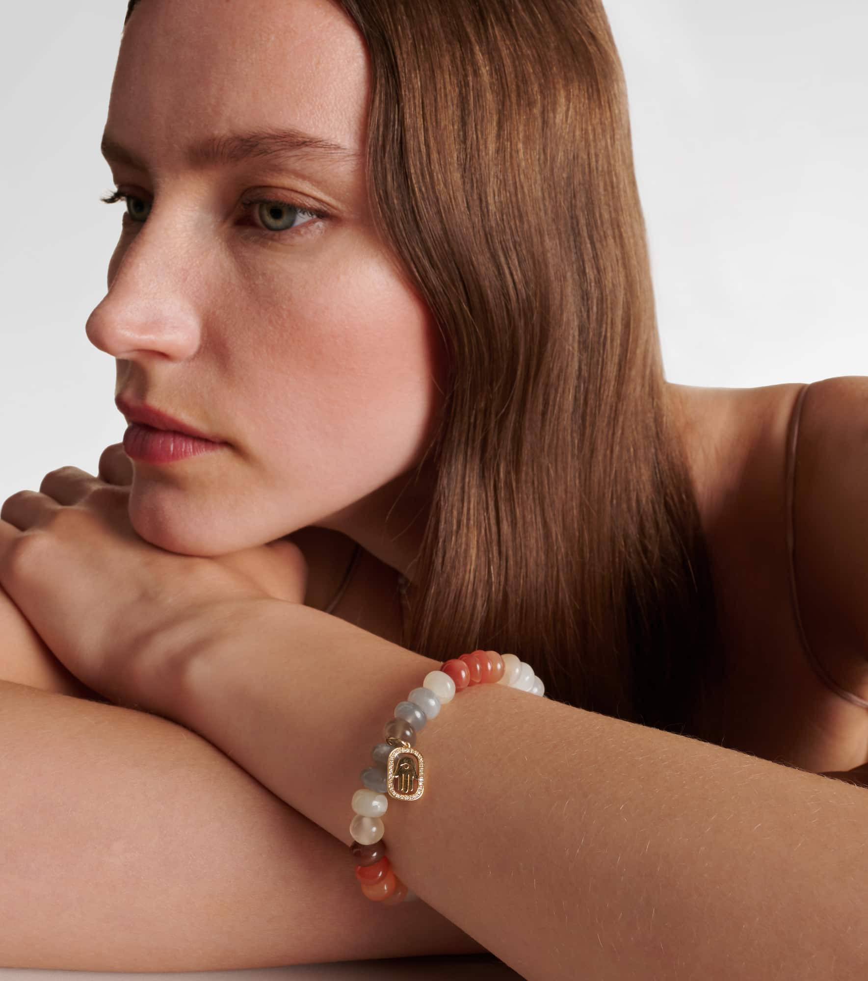 14kt gold and moonstone bracelet with diamonds - 2