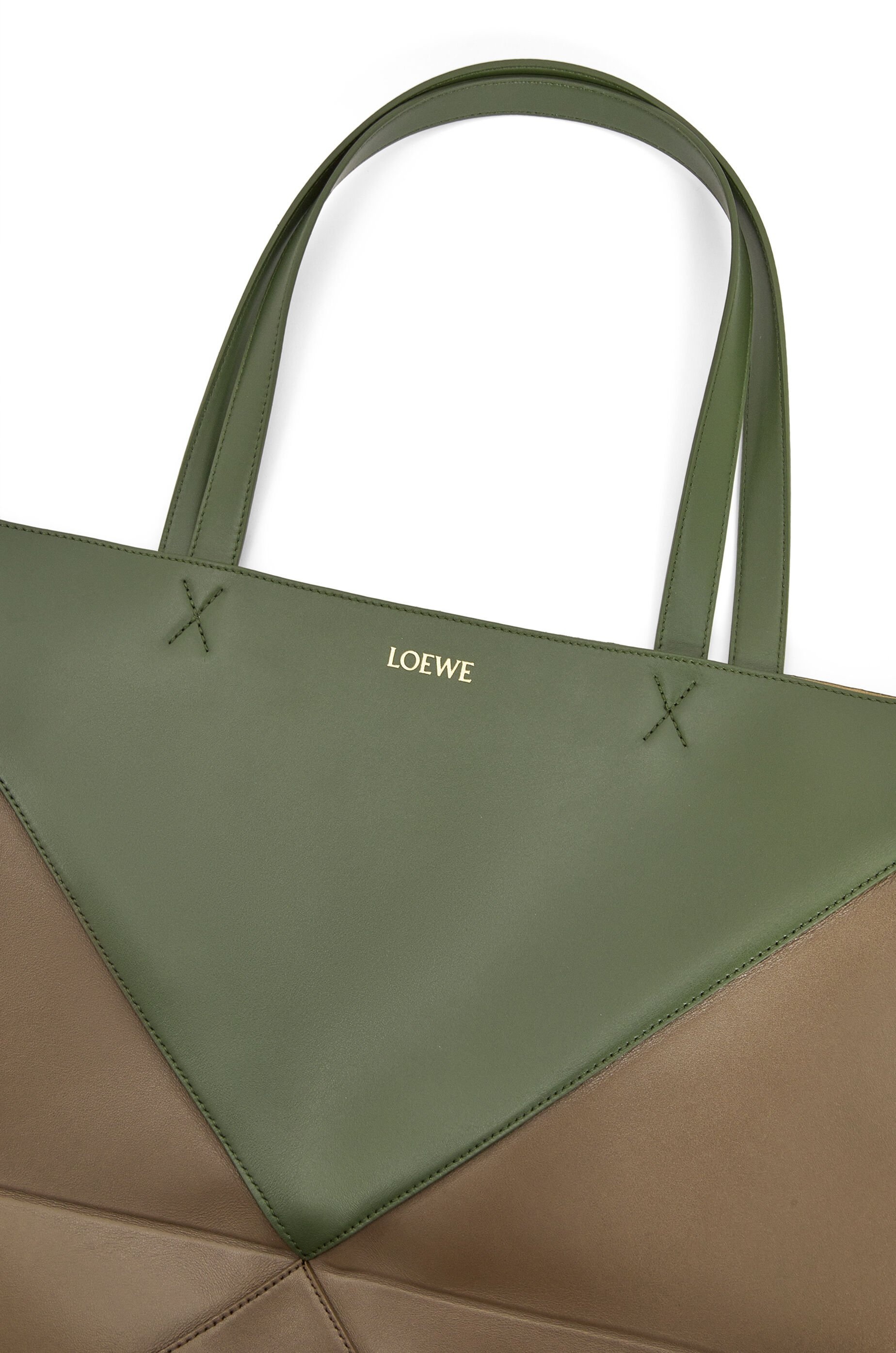 Large Puzzle Fold Tote in shiny calfskin - 8