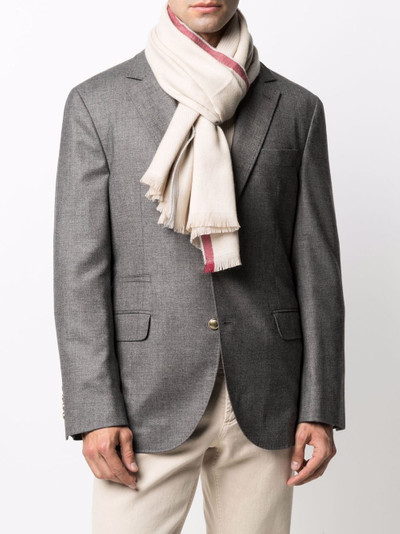 Brunello Cucinelli contrast-edge frayed scarf outlook