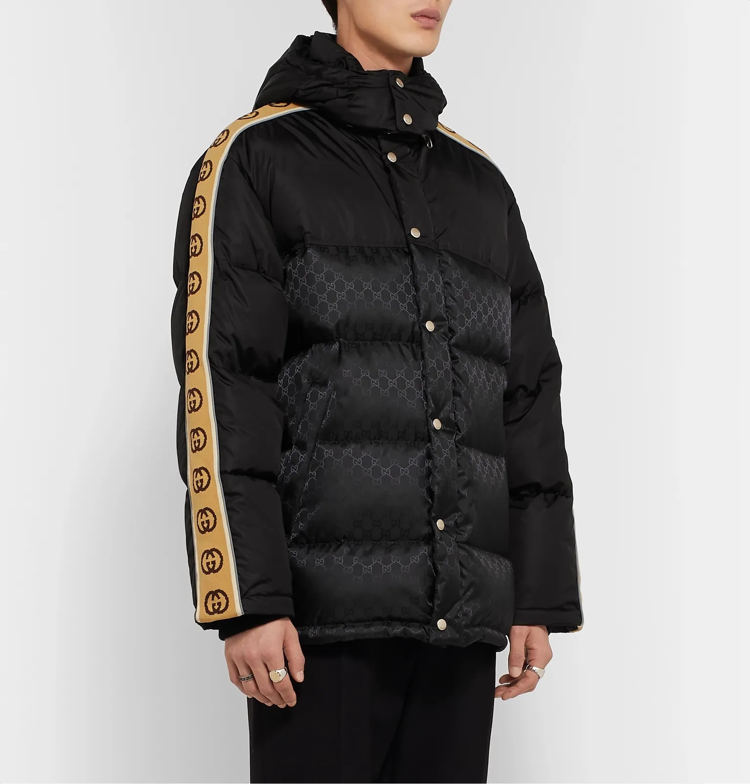 Logo-Jacquard Webbing-Trimmed Quilted Shell Hooded Down Jacket - 4