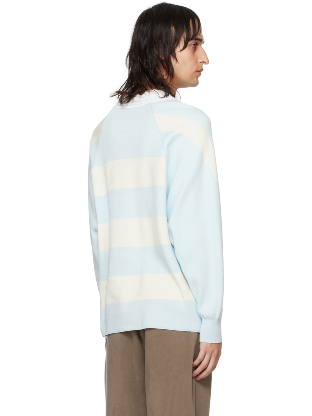 Blue & White Striped Polo - 3