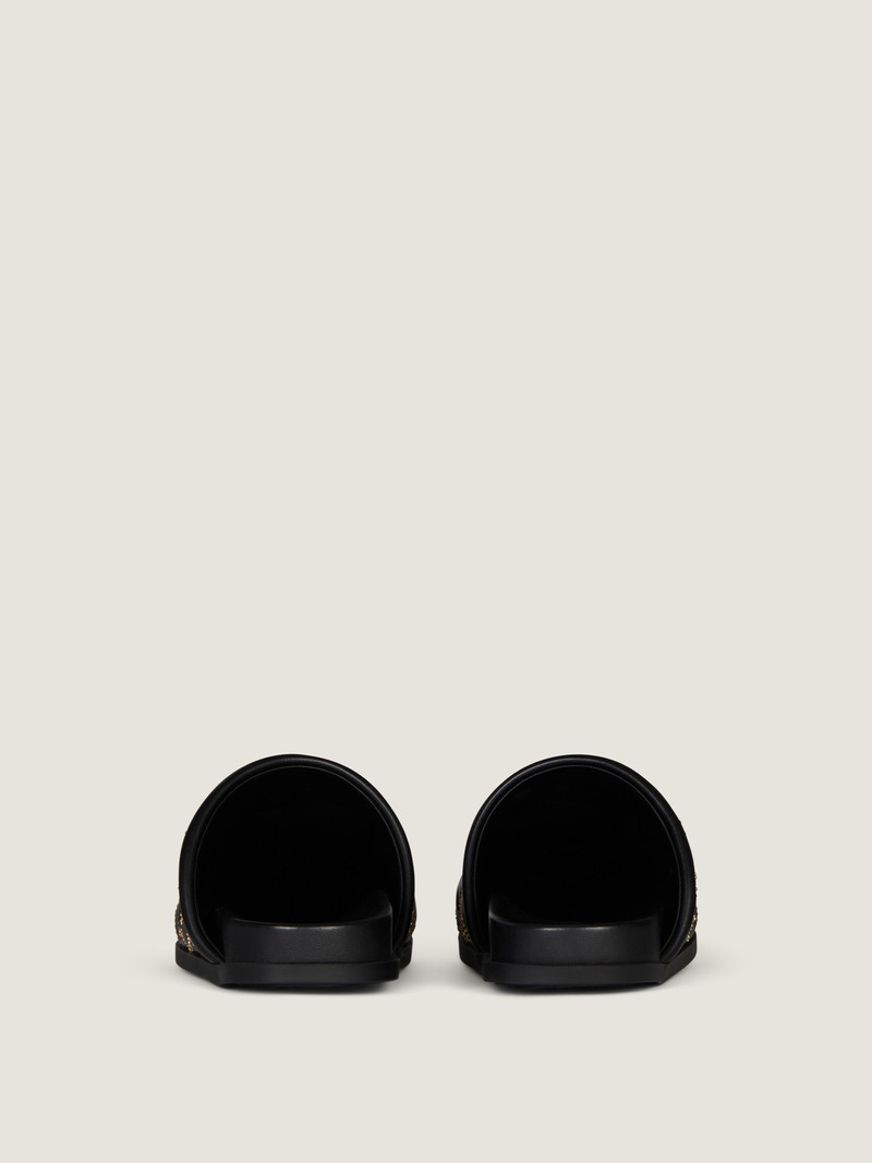 LABEL FLAT MULES IN LEATHER WITH STUDS 5