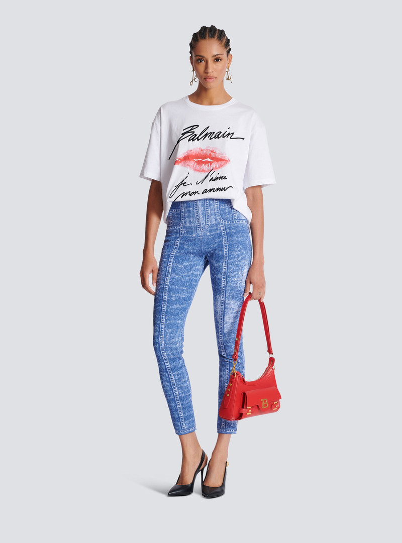 Balmain Jacquard knit leggings with denim effect outlook