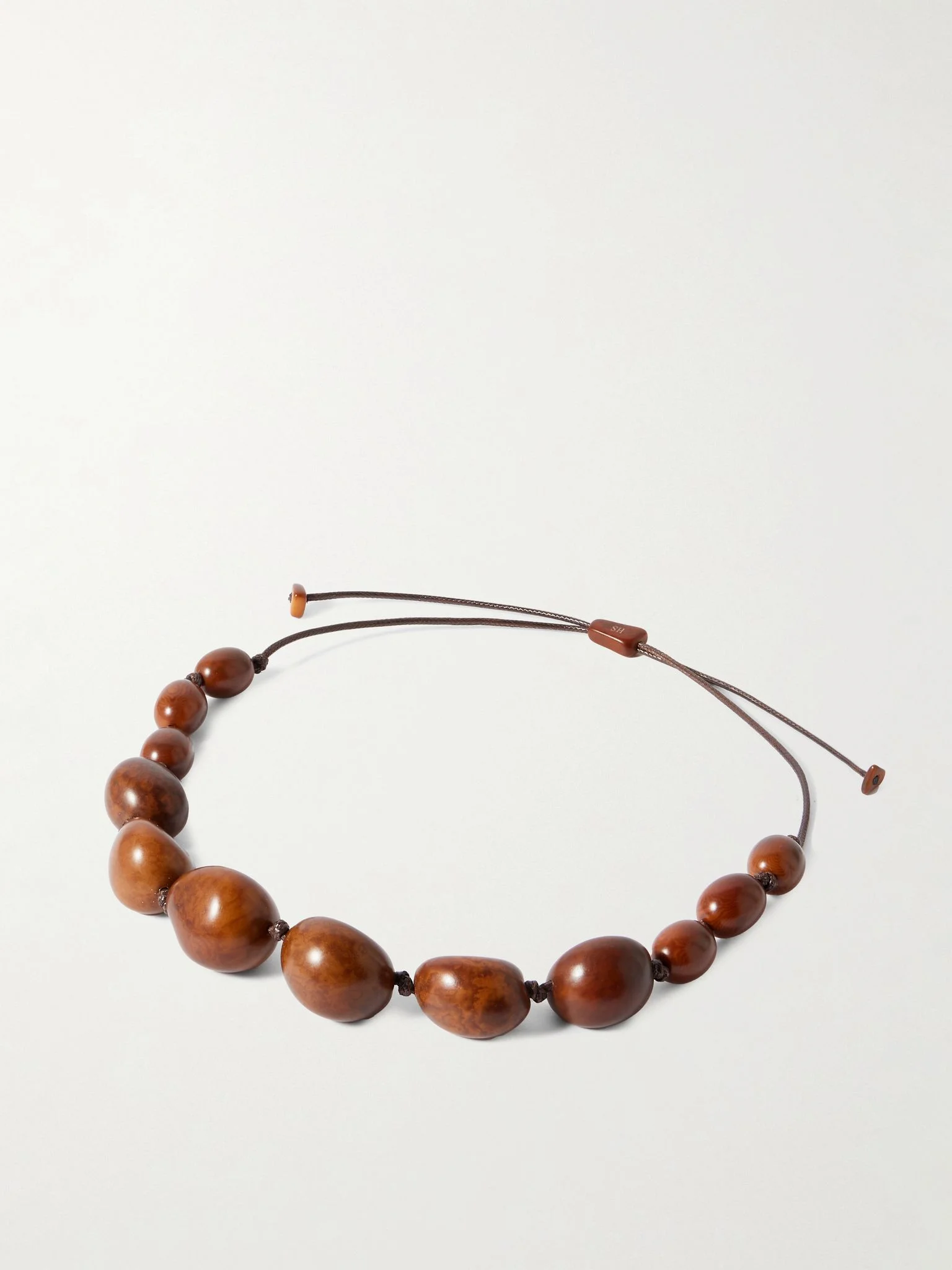 The Statement tagua and leather necklace Brown - 1