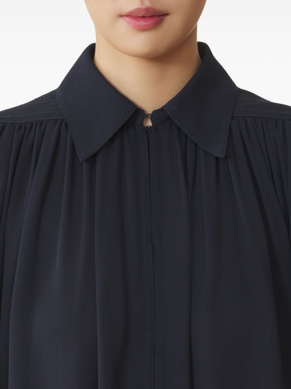 pleated-panel short-sleeve top - 5