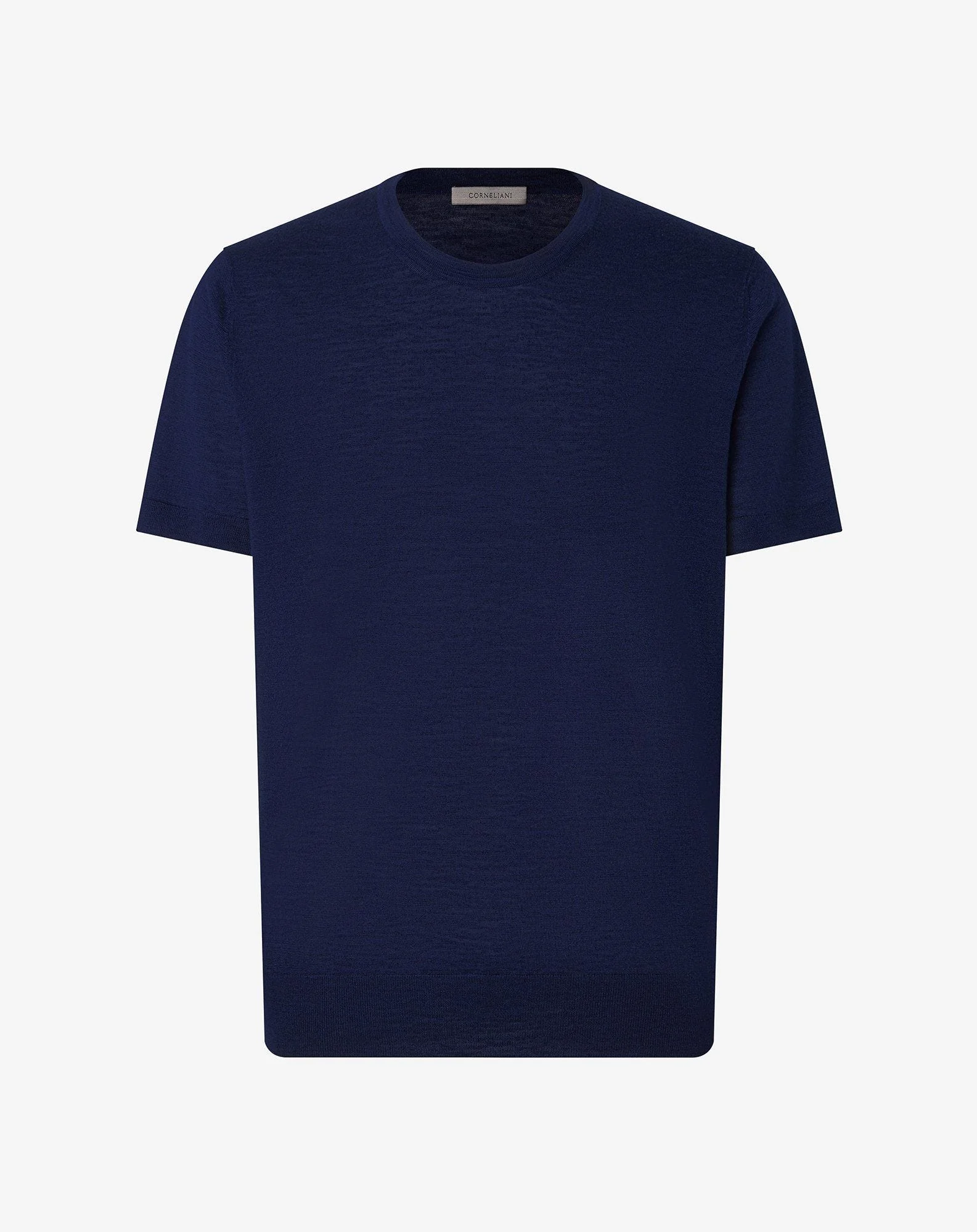 China blue linen and silk crew neck t-shirt - 1