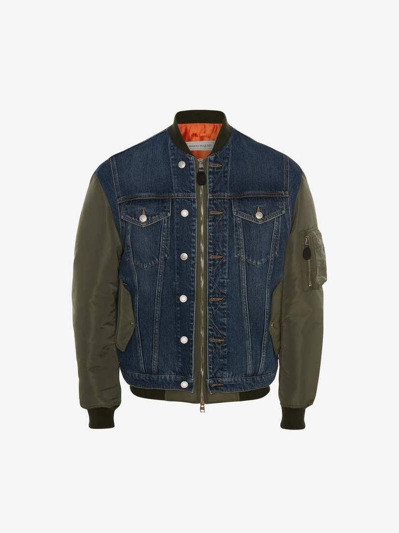 Hybrid Denim Bomber Jacket in Indigo 1