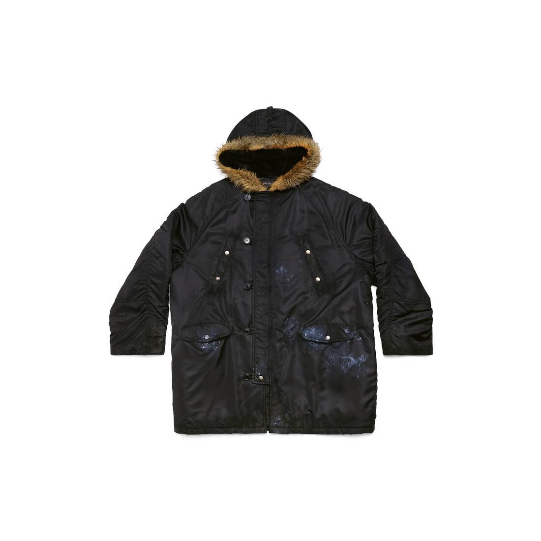 Men's Balenciaga Military Parka in Black - 1